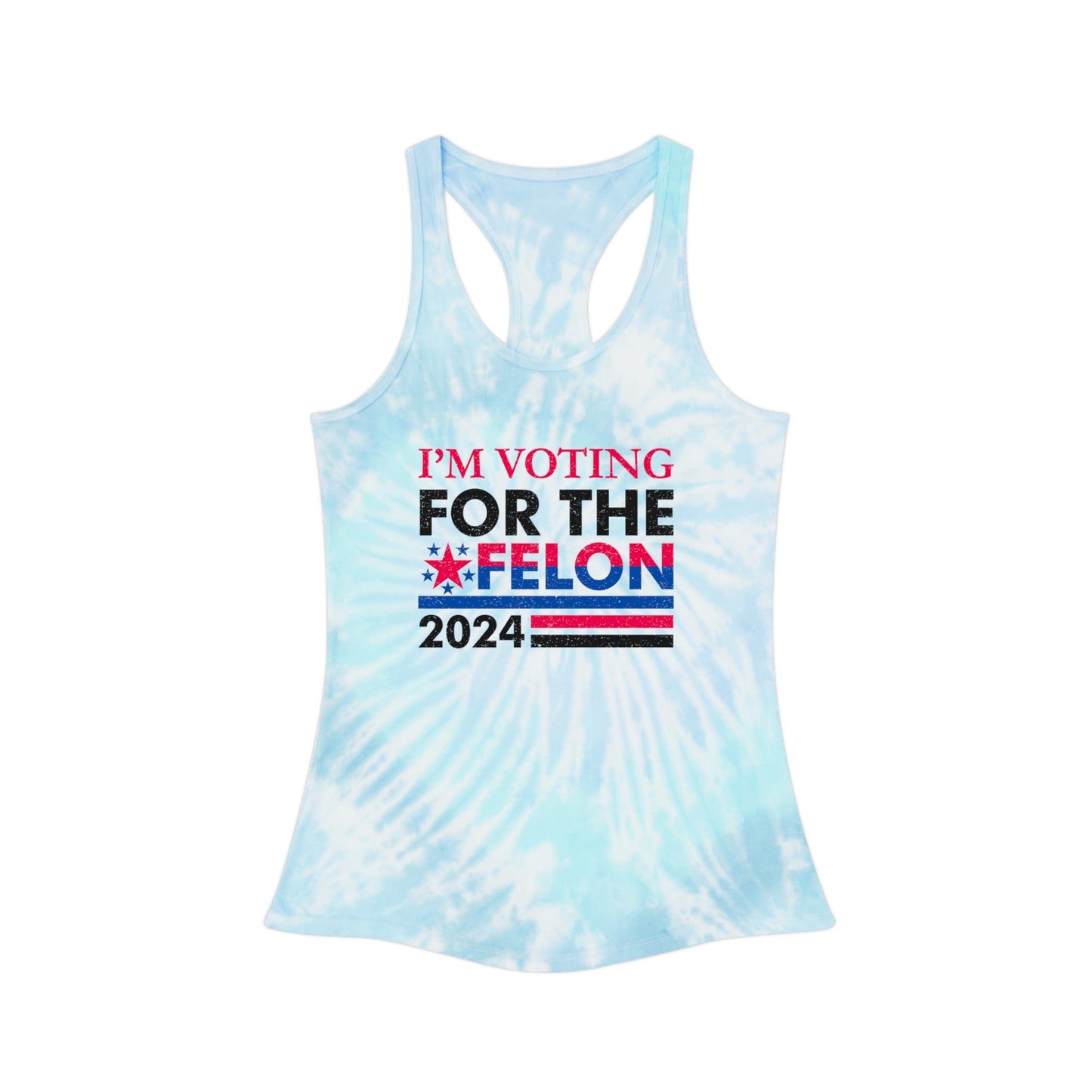 Snooty Fox Art Tie Dye Racerback Tank Top - I'm Voting for the Felon