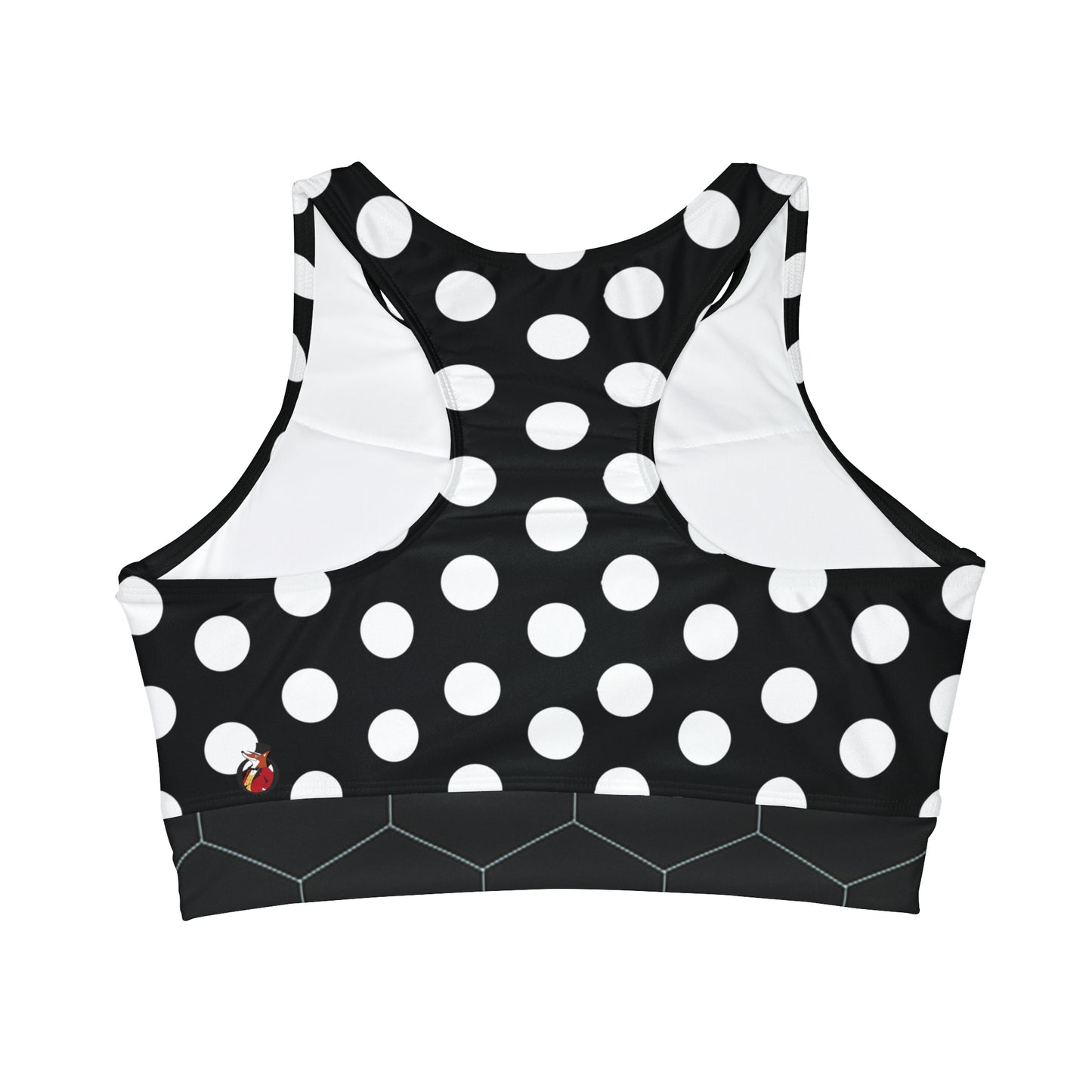 Snooty Fox Art High Neck Crop Bikini Top (AOP) - Black White Polka Dots