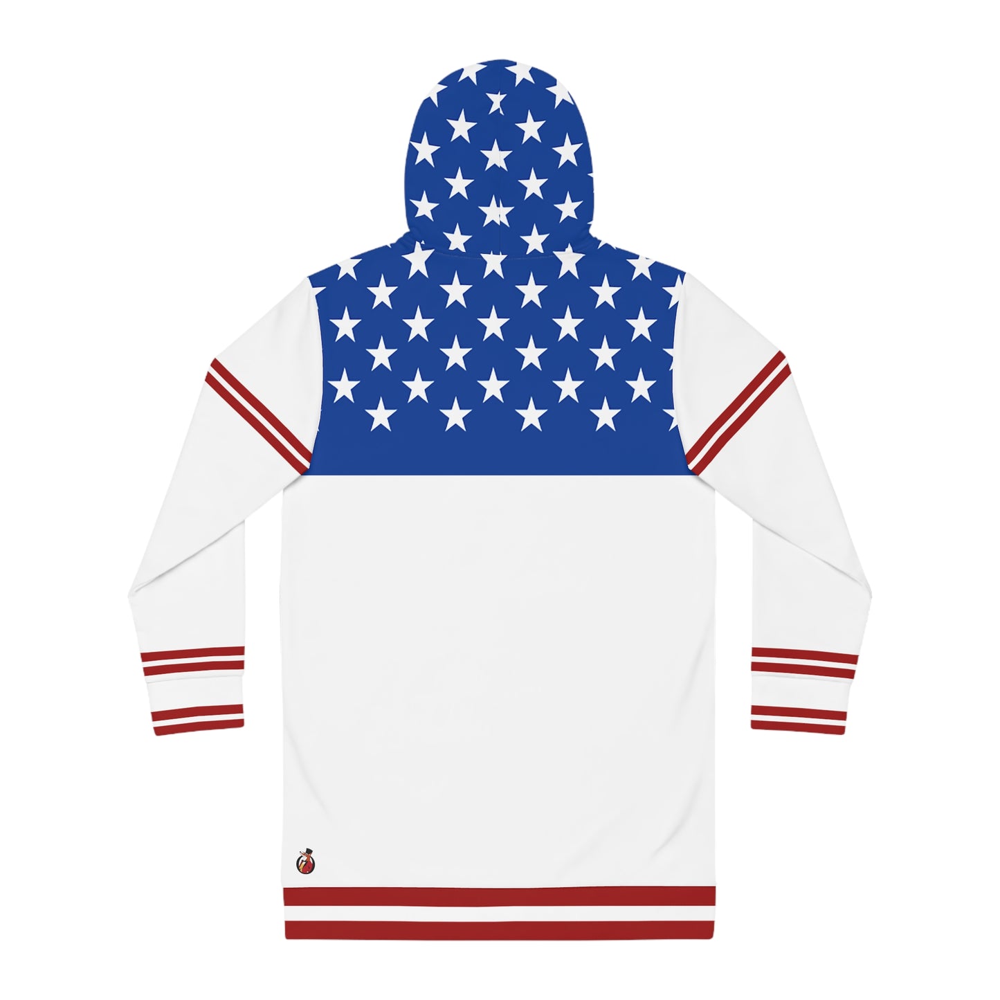 Snooty Fox Art Women's Hoodie Dress (AOP) - Red, White and Blue