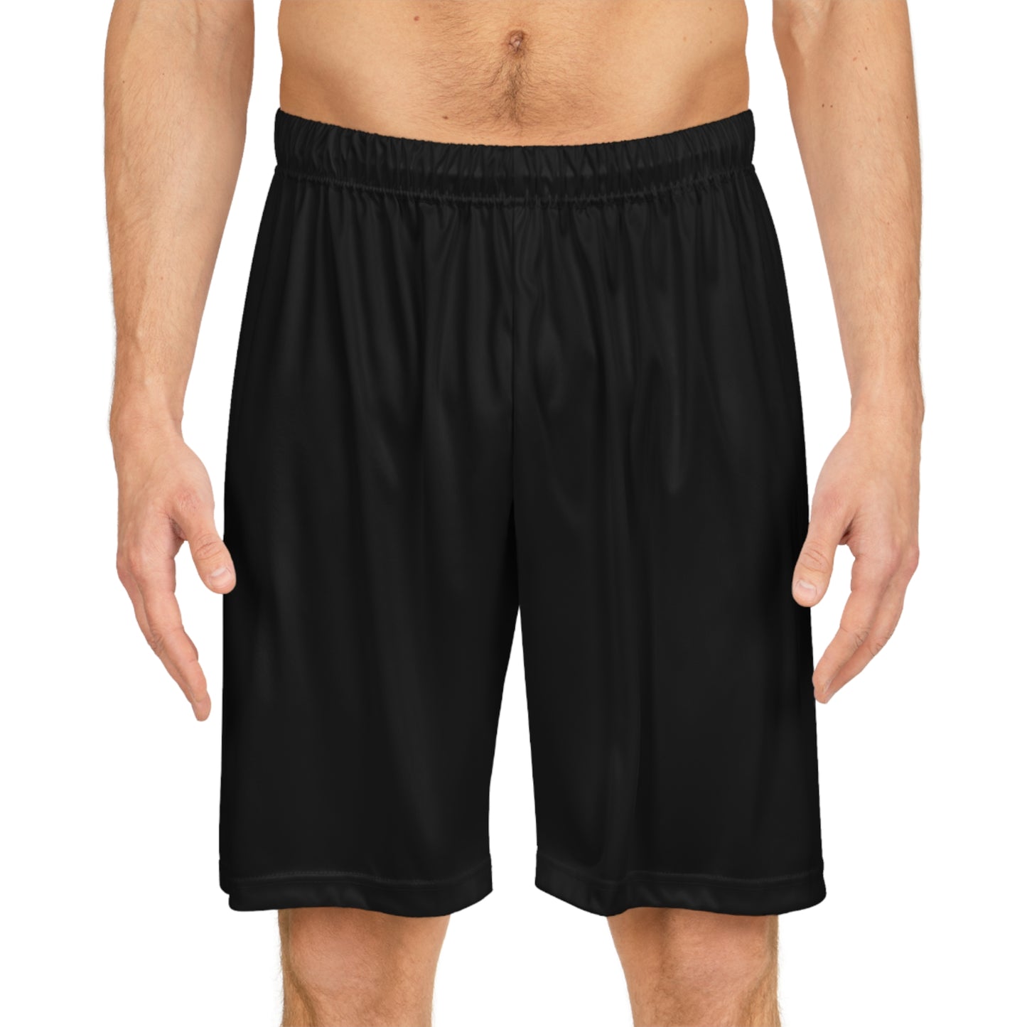 Snooty Fox Art Unisex Basketball Shorts (AOP) - Black with Gold Stripes