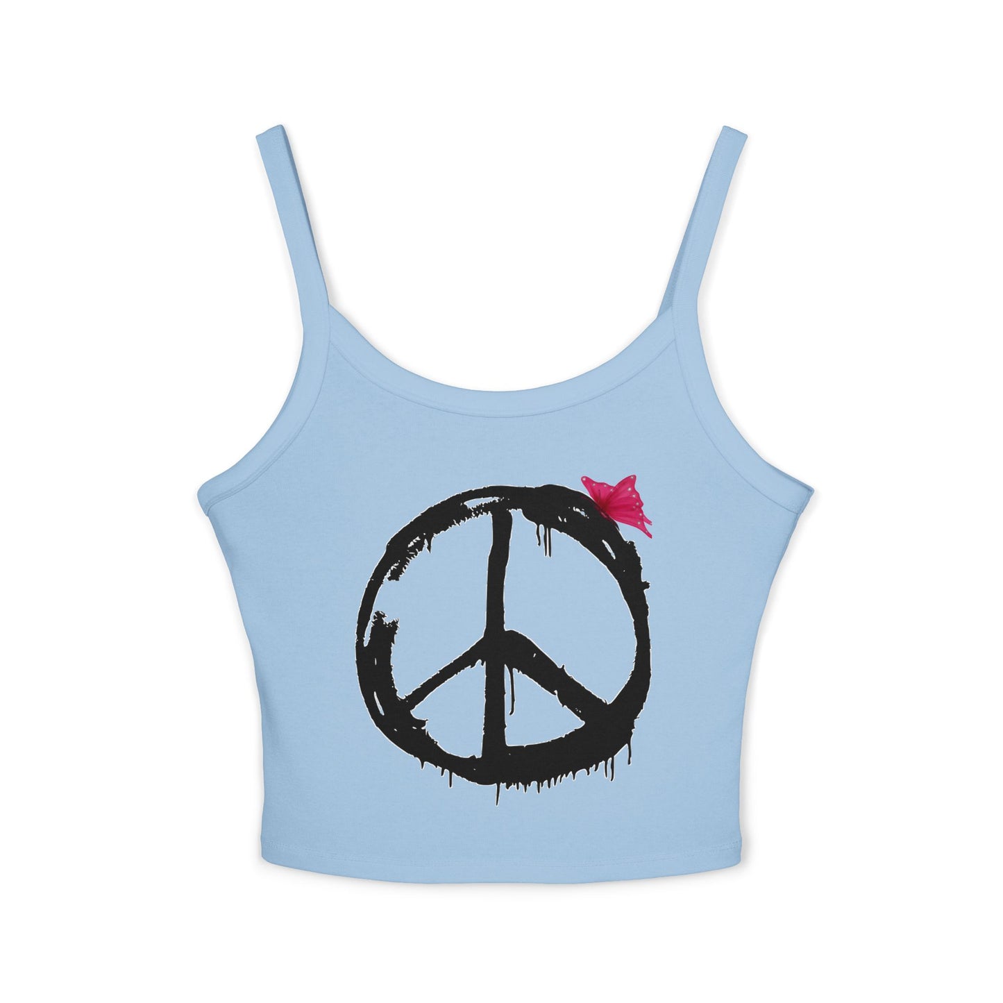 Snooty Fox Art Women's Spaghetti Strap Tank Top - Peace sign with Butterfly