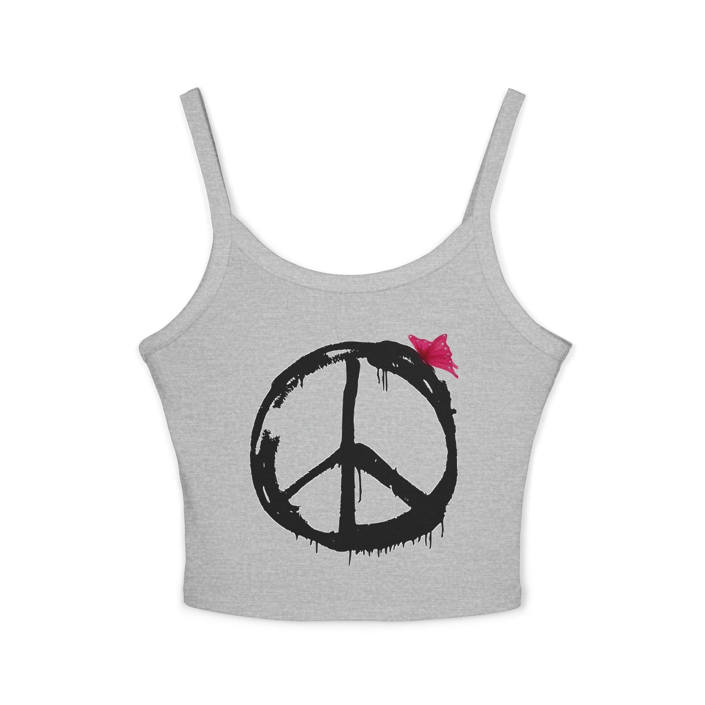 Snooty Fox Art Women's Spaghetti Strap Tank Top - Peace sign with Butterfly