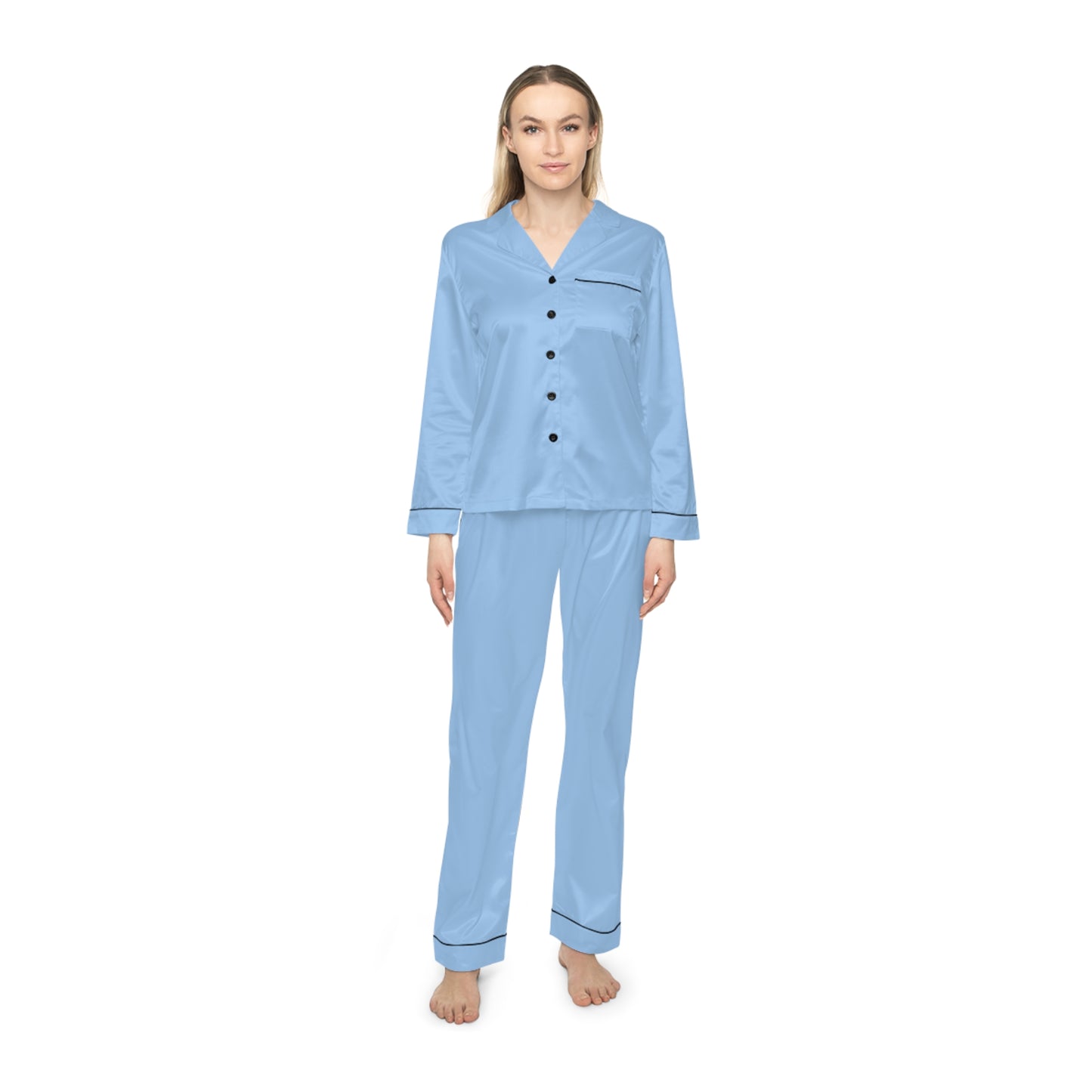 Snooty Fox Art Women's Satin Pajamas (AOP) - Baby Blue