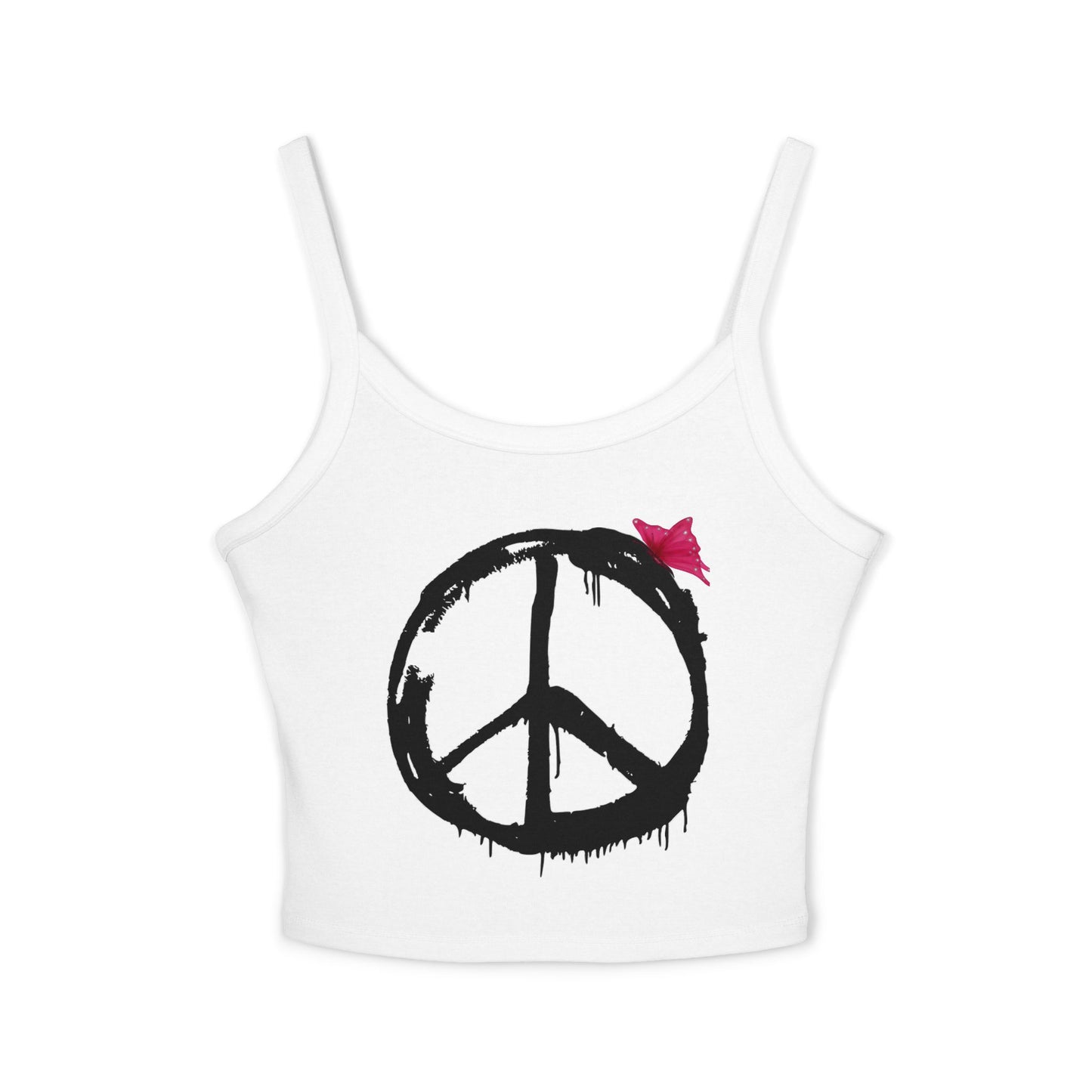 Snooty Fox Art Women's Spaghetti Strap Tank Top - Peace sign with Butterfly