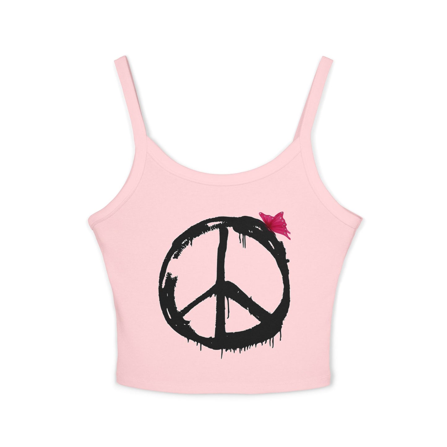 Snooty Fox Art Women's Spaghetti Strap Tank Top - Peace sign with Butterfly