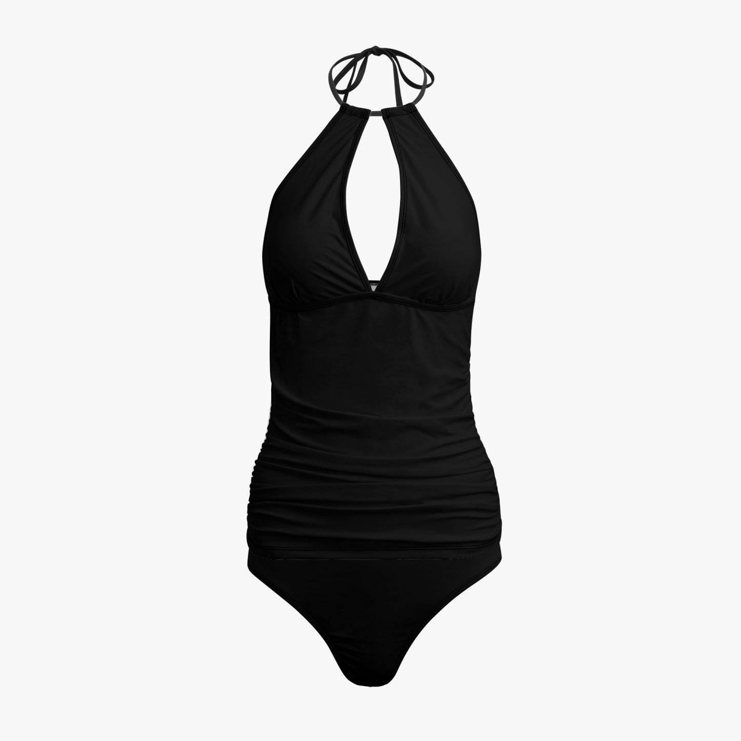 Snooty Fox Art Halter Top Two-Piece Tankini Swimsuit - Black Logo