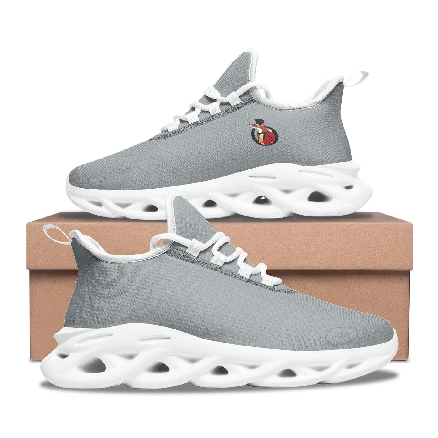 Snooty Fox Art Unisex Bounce Mesh Knit Sneakers - Gray
