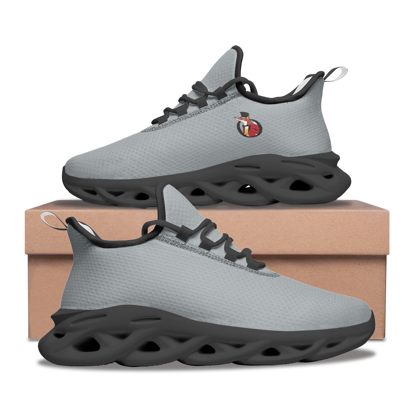 Snooty Fox Art Unisex Bounce Mesh Knit Sneakers - Gray