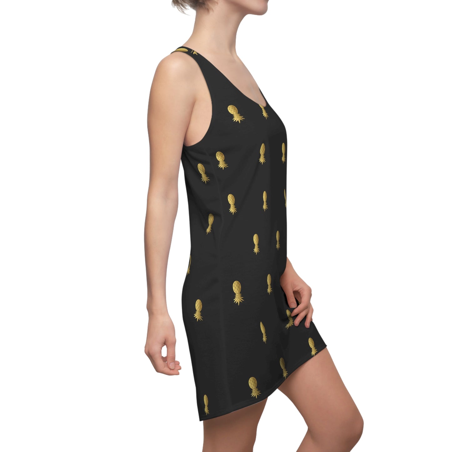 Snooty Fox Art Women's Cut & Sew Racerback Dress (AOP) - Gold Pineapple