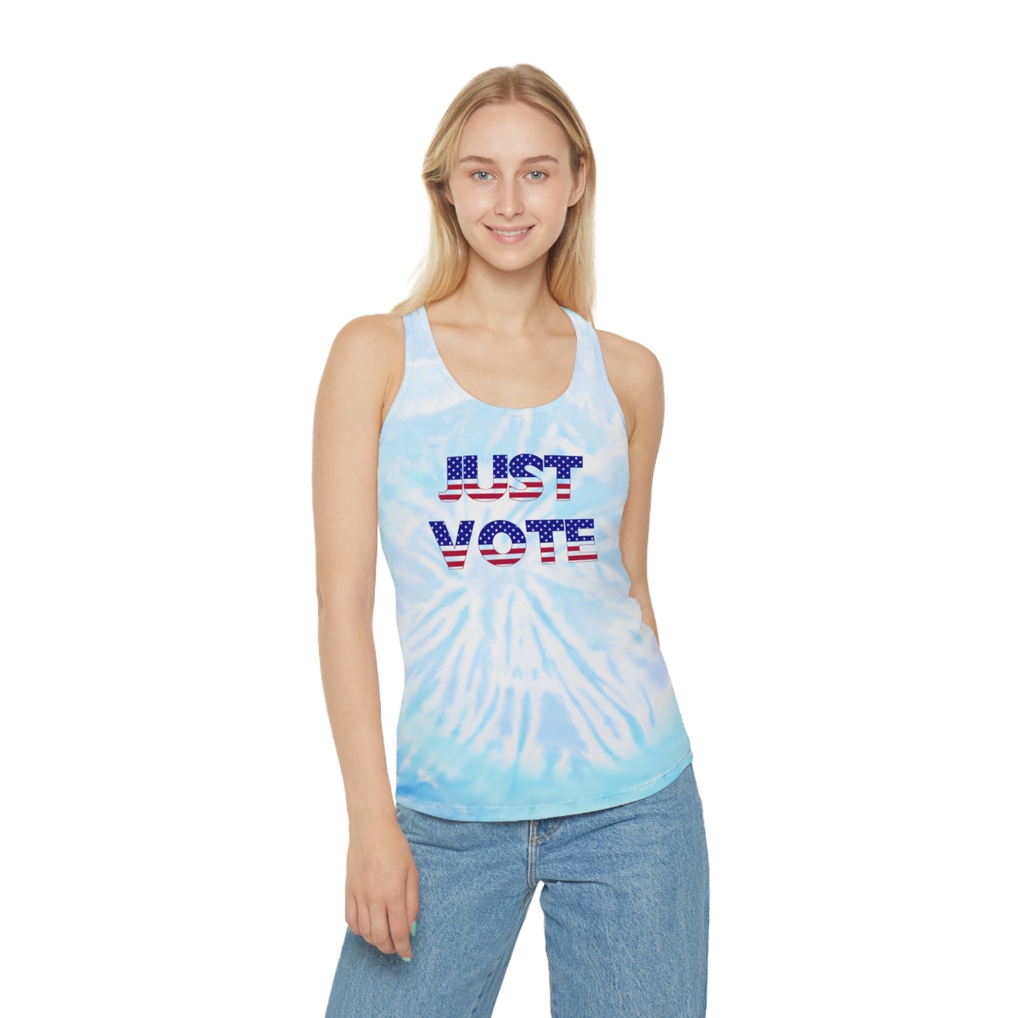 Snooty Fox Art Tie Dye Racerback Tank Top - Just Vote