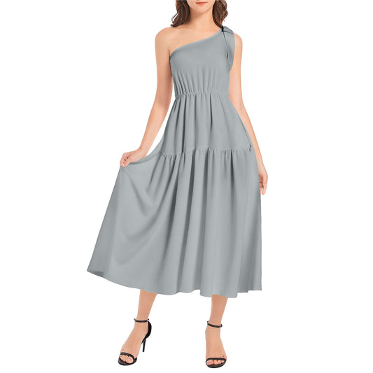 Snooty Fox Art Ruffle Hem One Shoulder Midi Dress - No Quarter Given