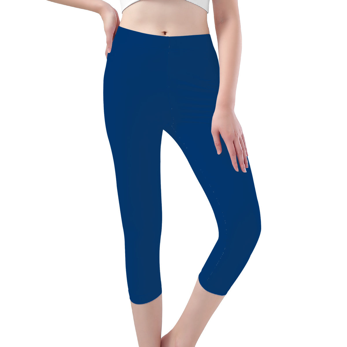 Snooty Fox Art Capri Yoga Leggings - blue
