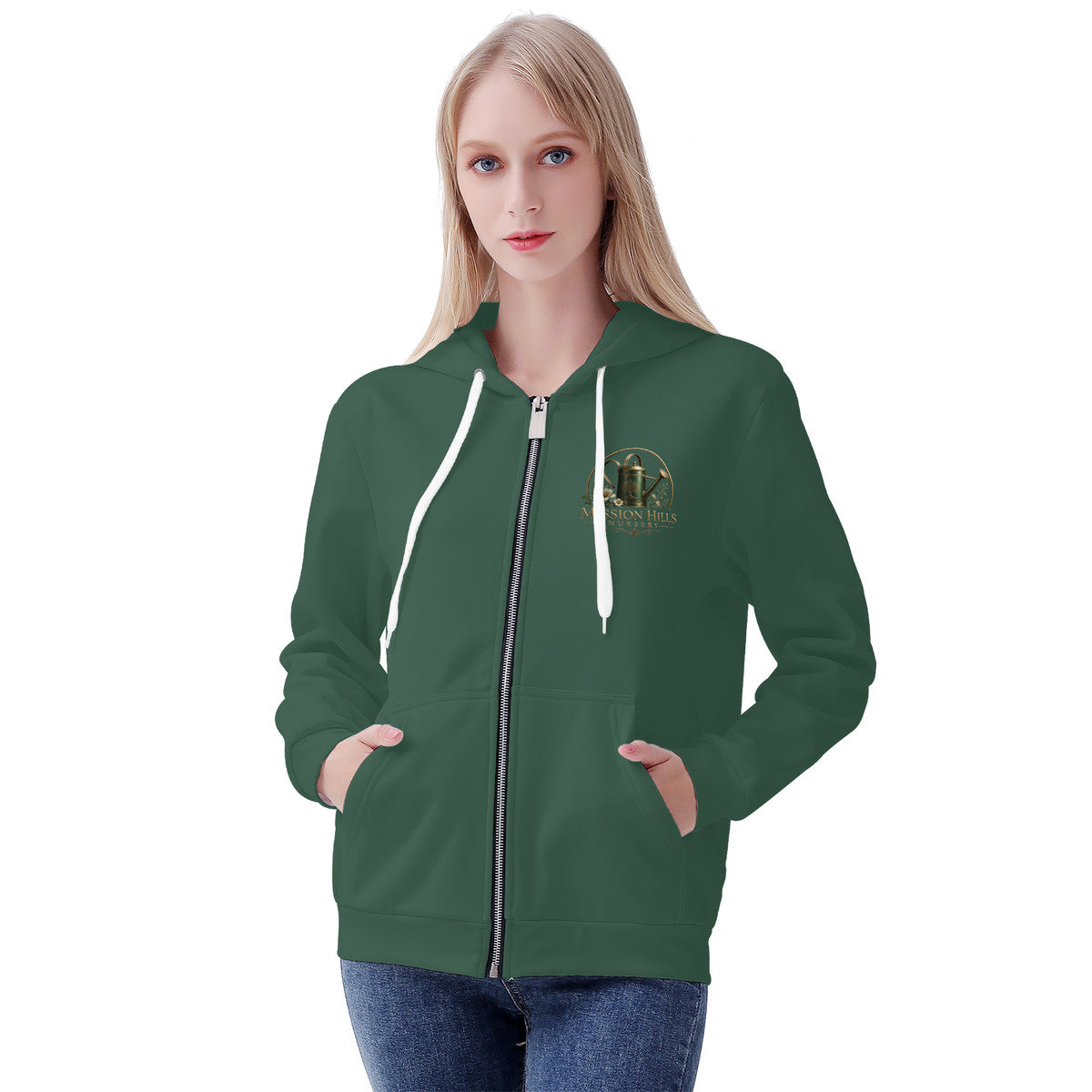 Sooty Fox Art - D57 Women's All Over Print Zip Hoodie - Mission Hills Nursery Logo Exclusive