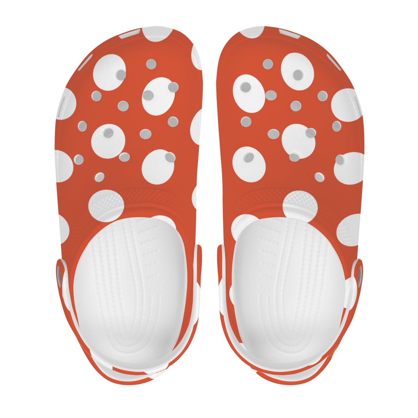 Snooty Fox Art Crocs Clogs - Dark Orange with White Polka Dots