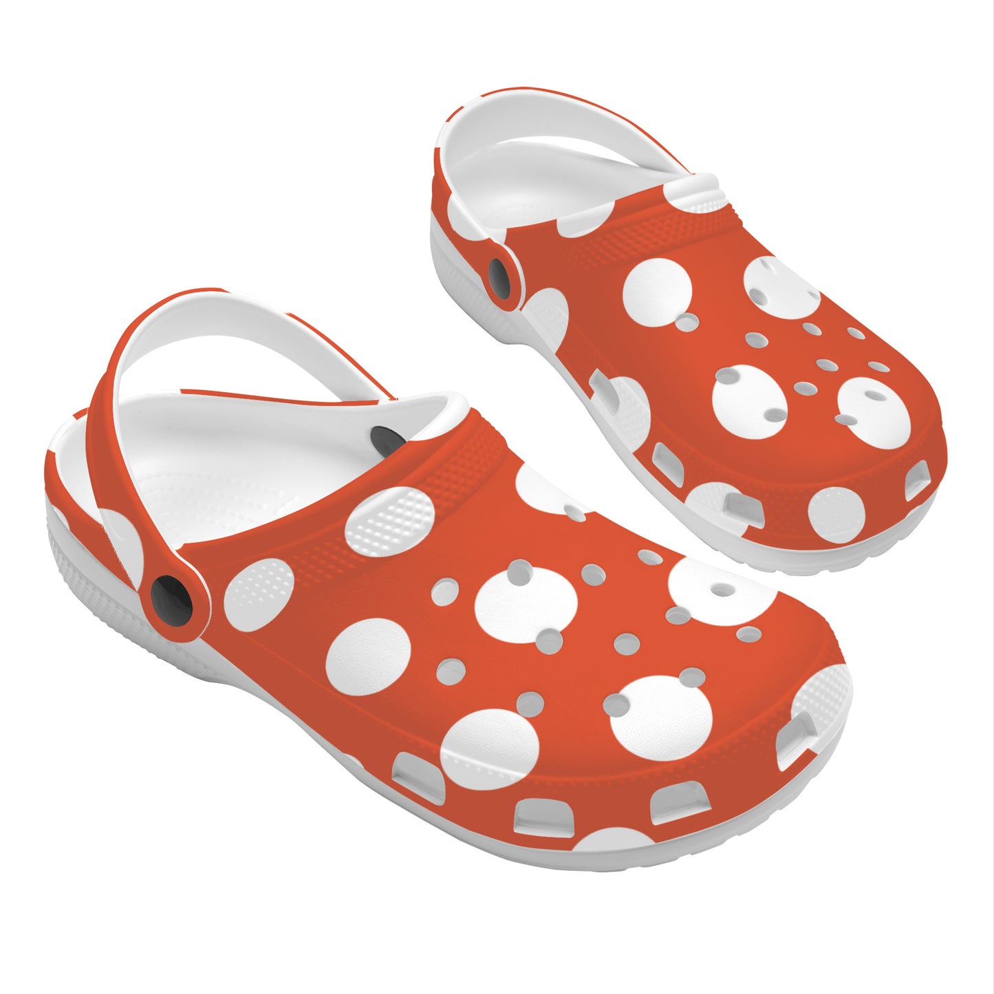 Snooty Fox Art Crocs Clogs - Dark Orange with White Polka Dots