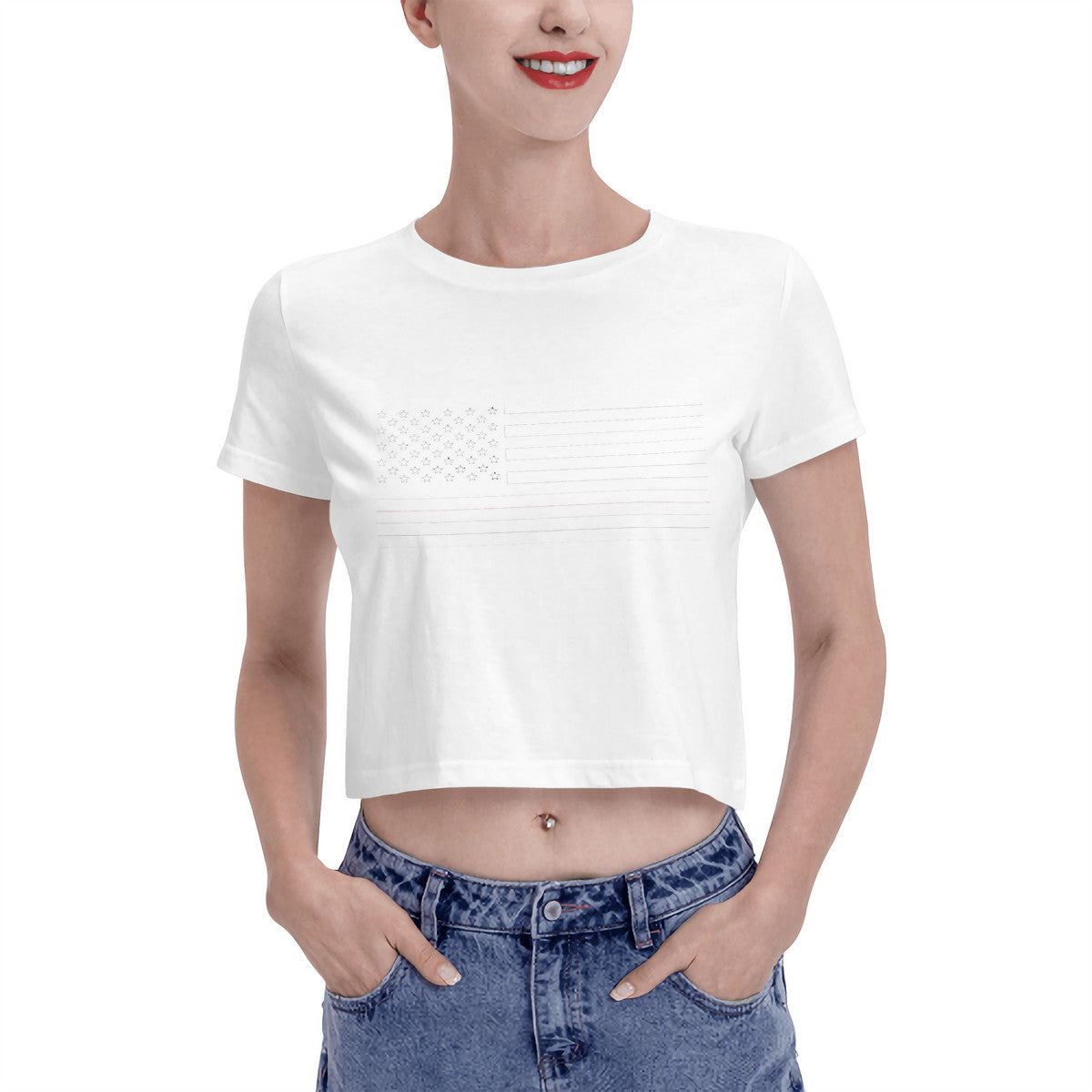 Snooty Fox Art  Women's Crop Top T-shirt - Fahion Flag
