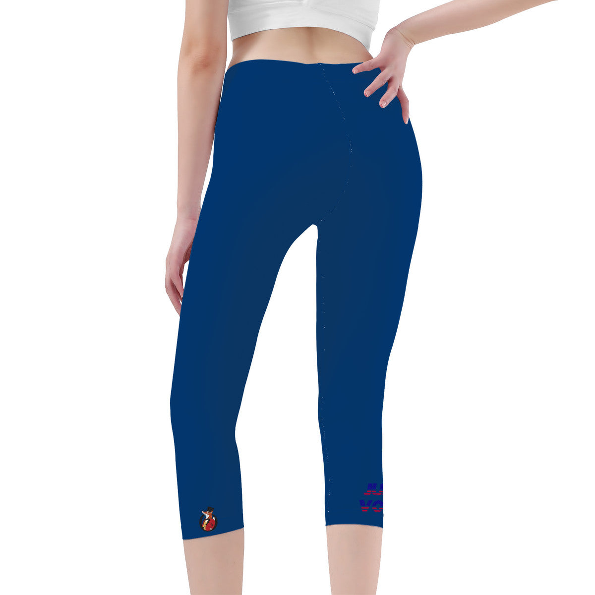 Snooty Fox Art Capri Yoga Leggings - blue