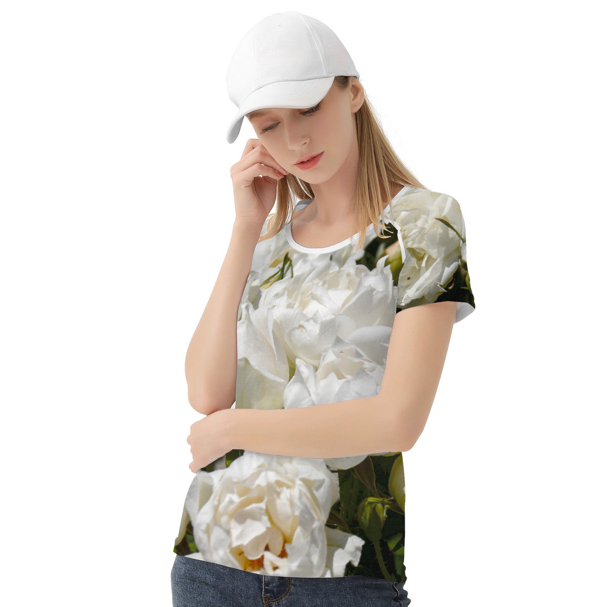 Snooty Fox Art T shirt - All Over White Roses