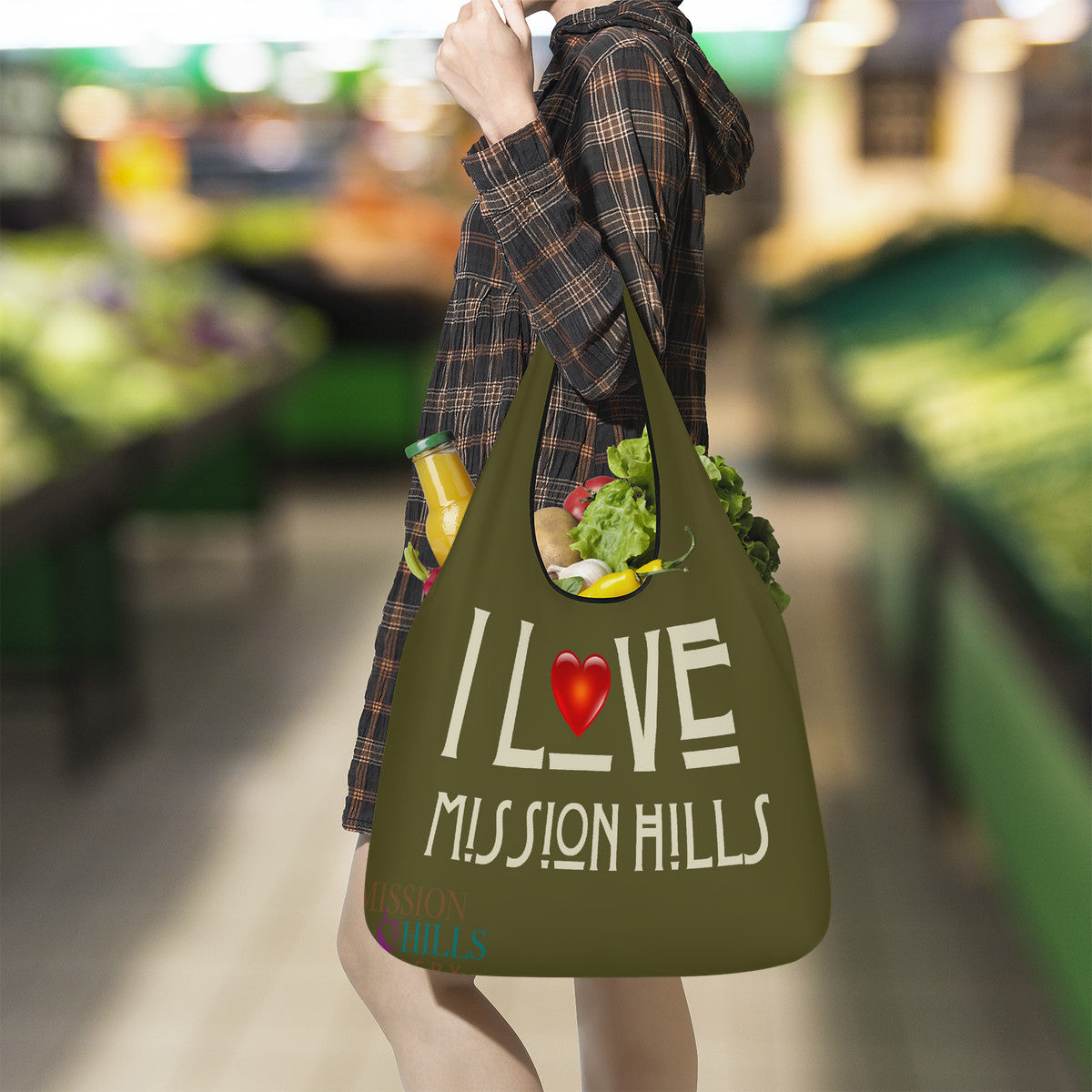 Snoty Fox Art KO 3 Pcs Grocery Bags - I Love Mission Hills