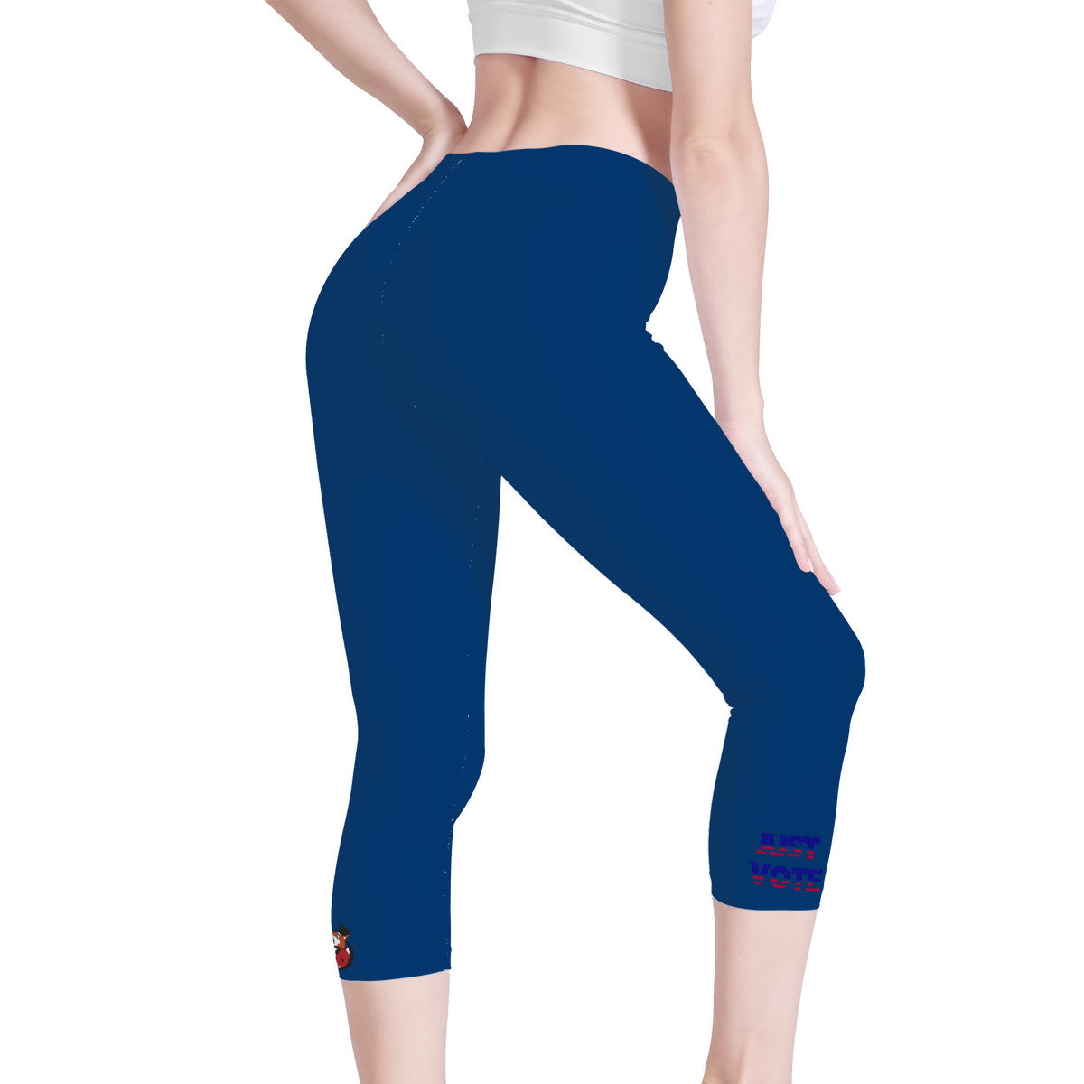 Snooty Fox Art Capri Yoga Leggings - blue