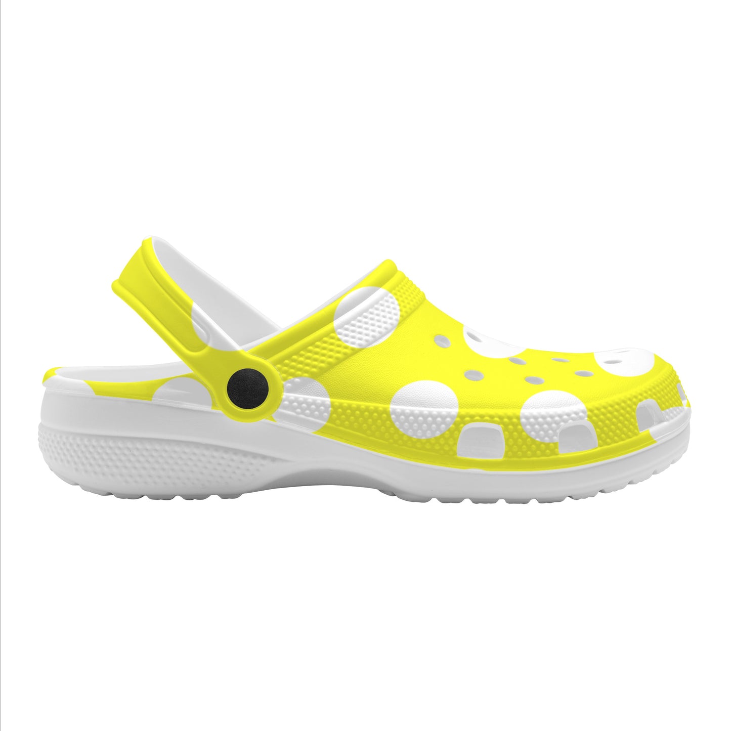 Snooty Fox Art Crocs Clogs - Yellow with White Polka Dots