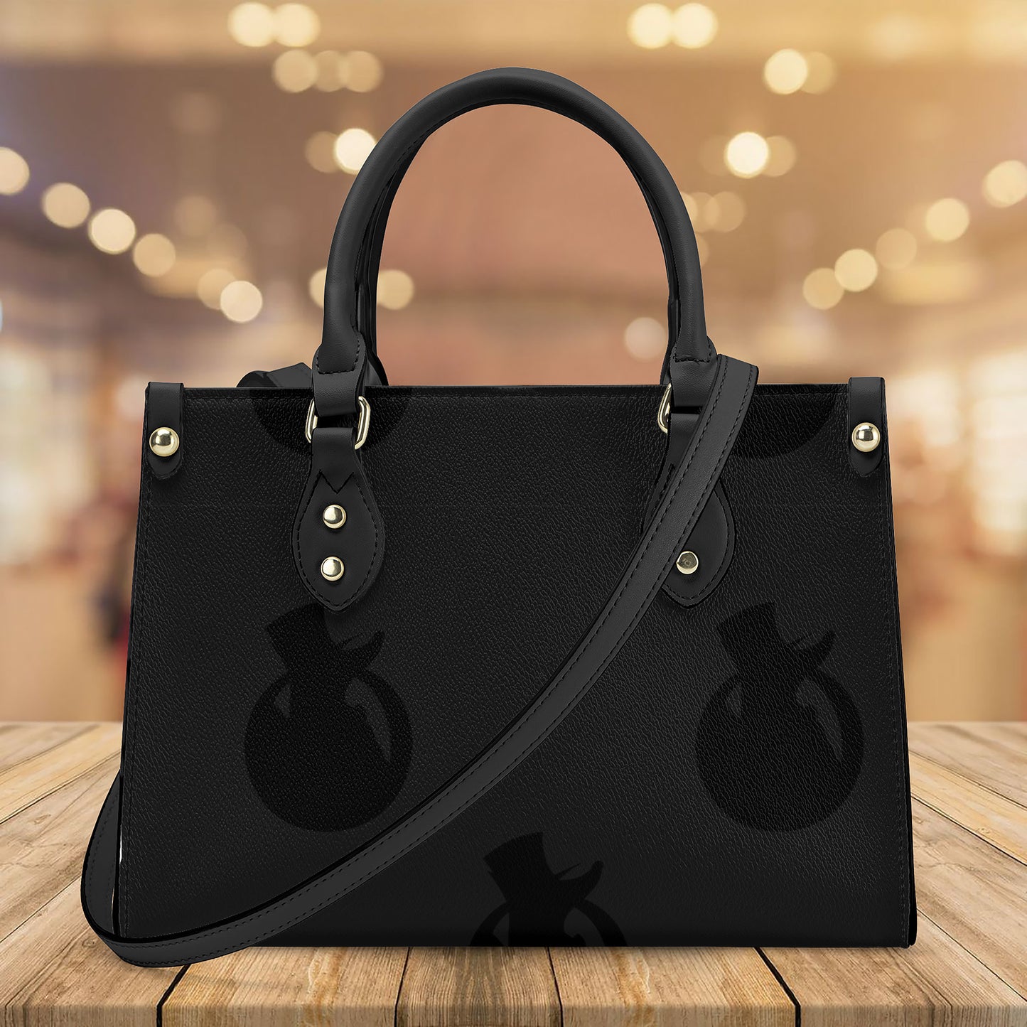 Snooty Fox Art - SF_B3 Luxury Women PU Tote Bag - Black