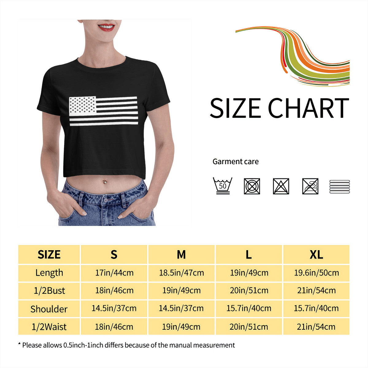Snooty Fox Art  Women's Crop Top T-shirt - Fahion Flag