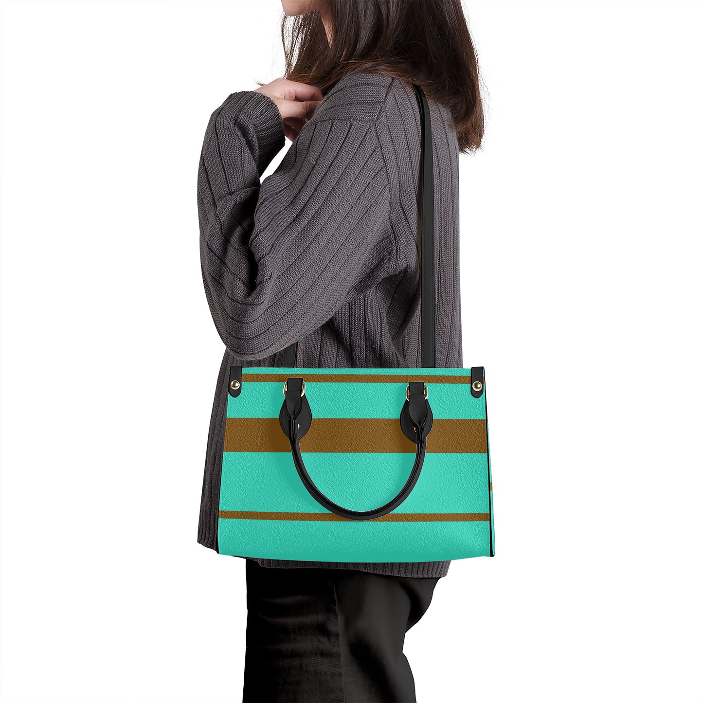 Snooty Fox Art -SF_B3 Luxury Women PU Tote Bag - Black -