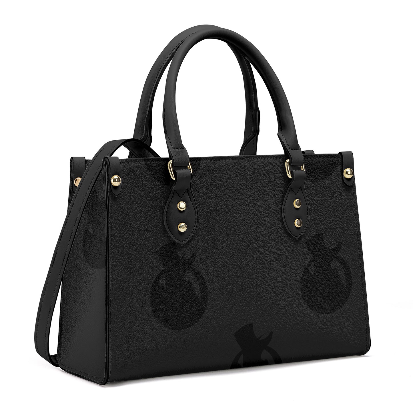 Snooty Fox Art - SF_B3 Luxury Women PU Tote Bag - Black