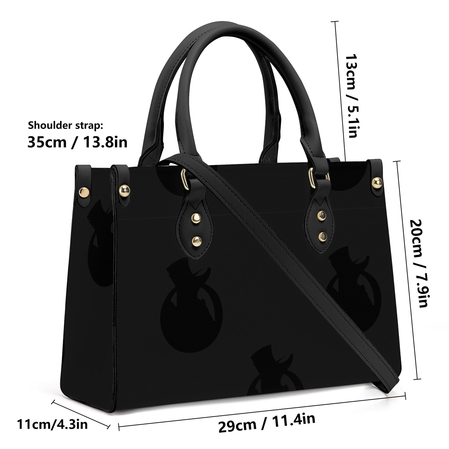 Snooty Fox Art - SF_B3 Luxury Women PU Tote Bag - Black