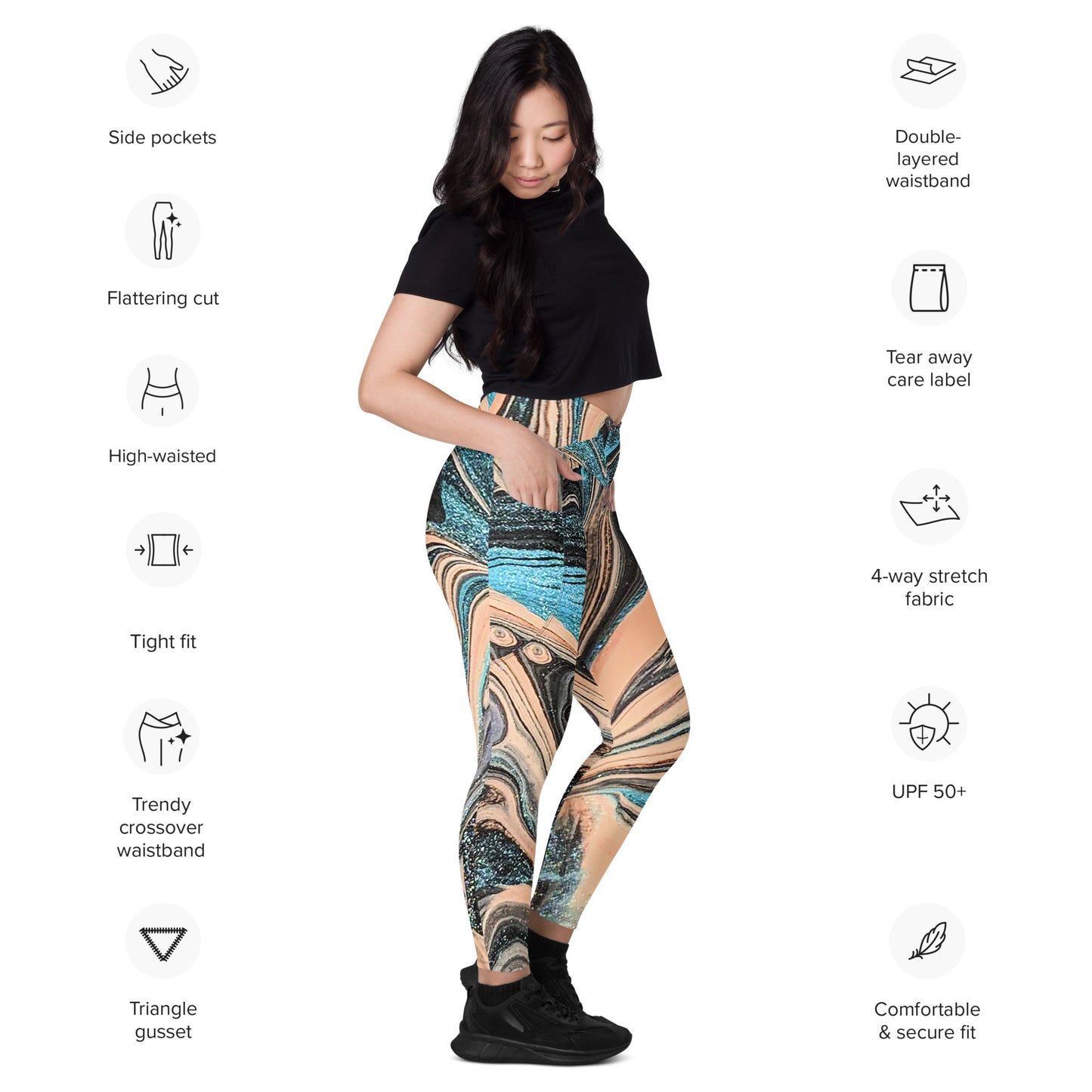 Snooty Fox Art Crossover Leggings with Pockets - Romero Design II