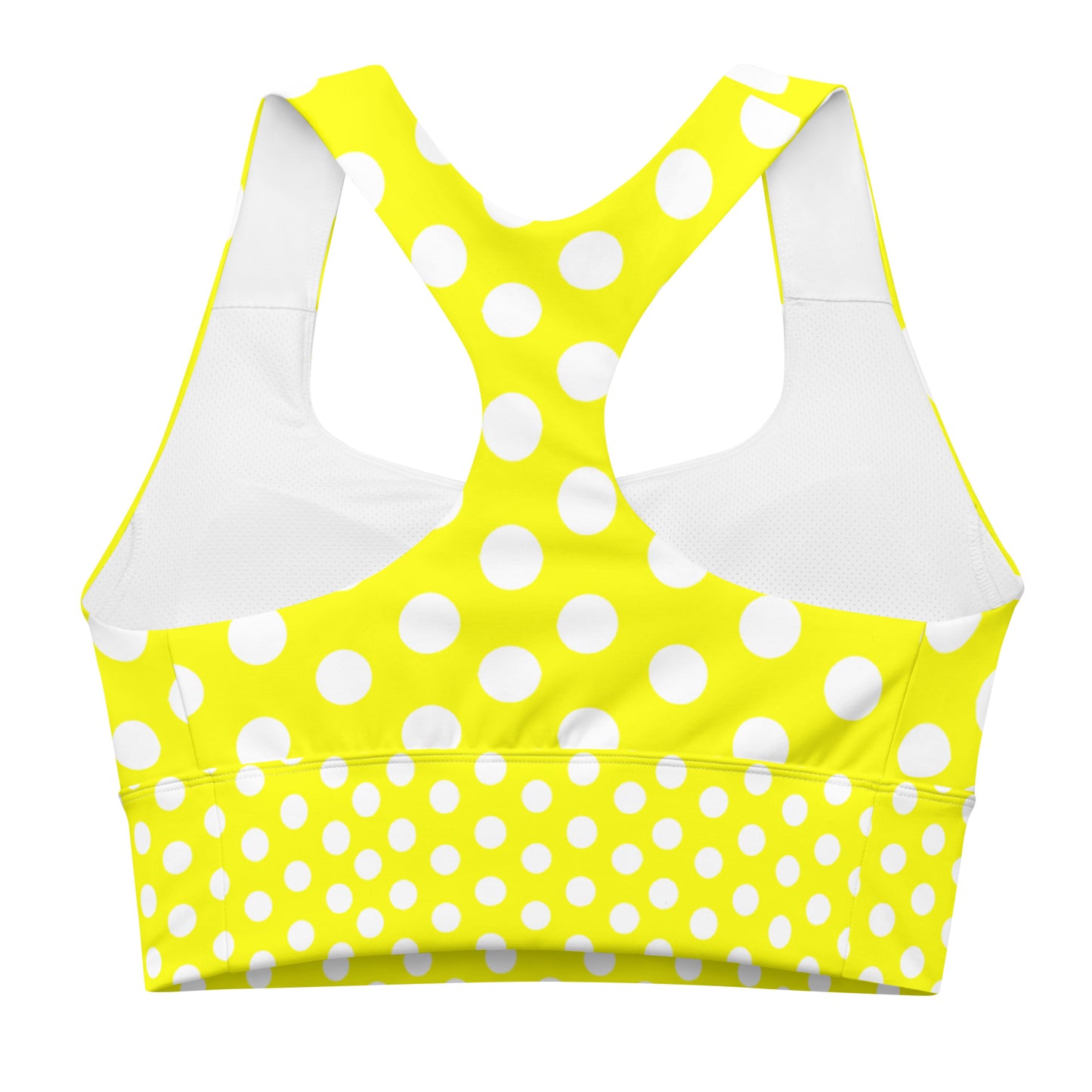 Snooty Fox Art Longline Sports Bra - Yellow Polka Dots