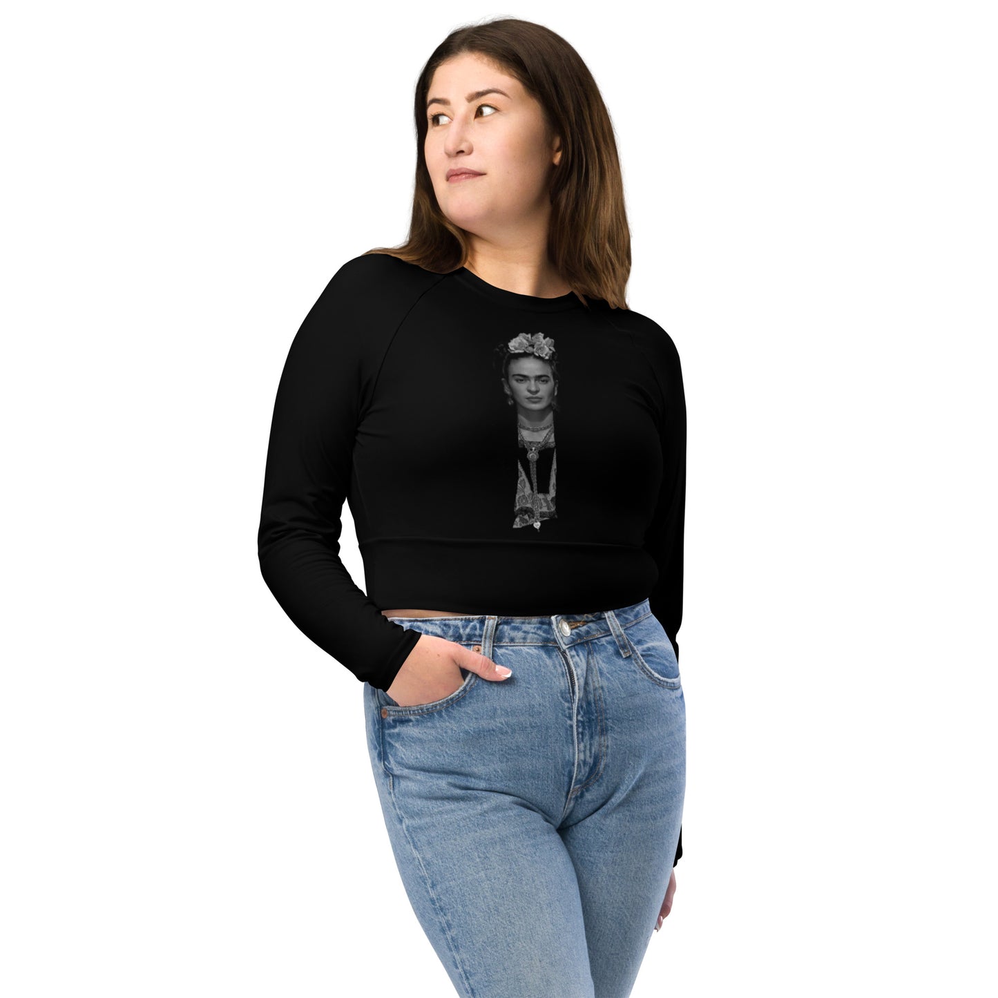 Snooty Fox Art Long-Sleeve Crop Top - Frida