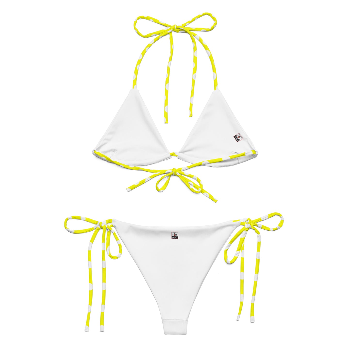 Snooty Fox Art String Bikini - White Polka Dots on Safety Yellow