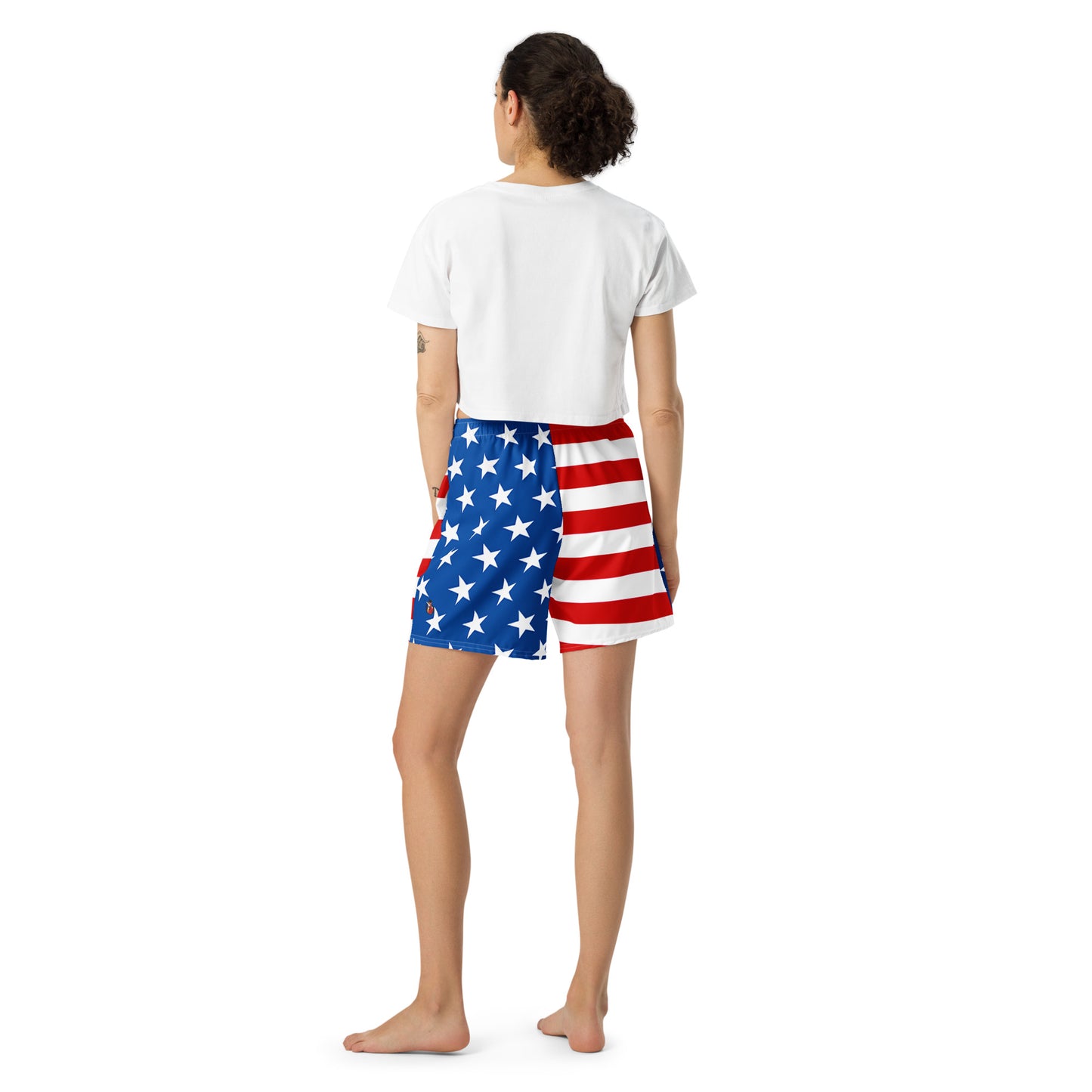 Snooty Fox Art Unisex Athletic Long Shorts - Stars and Stripes