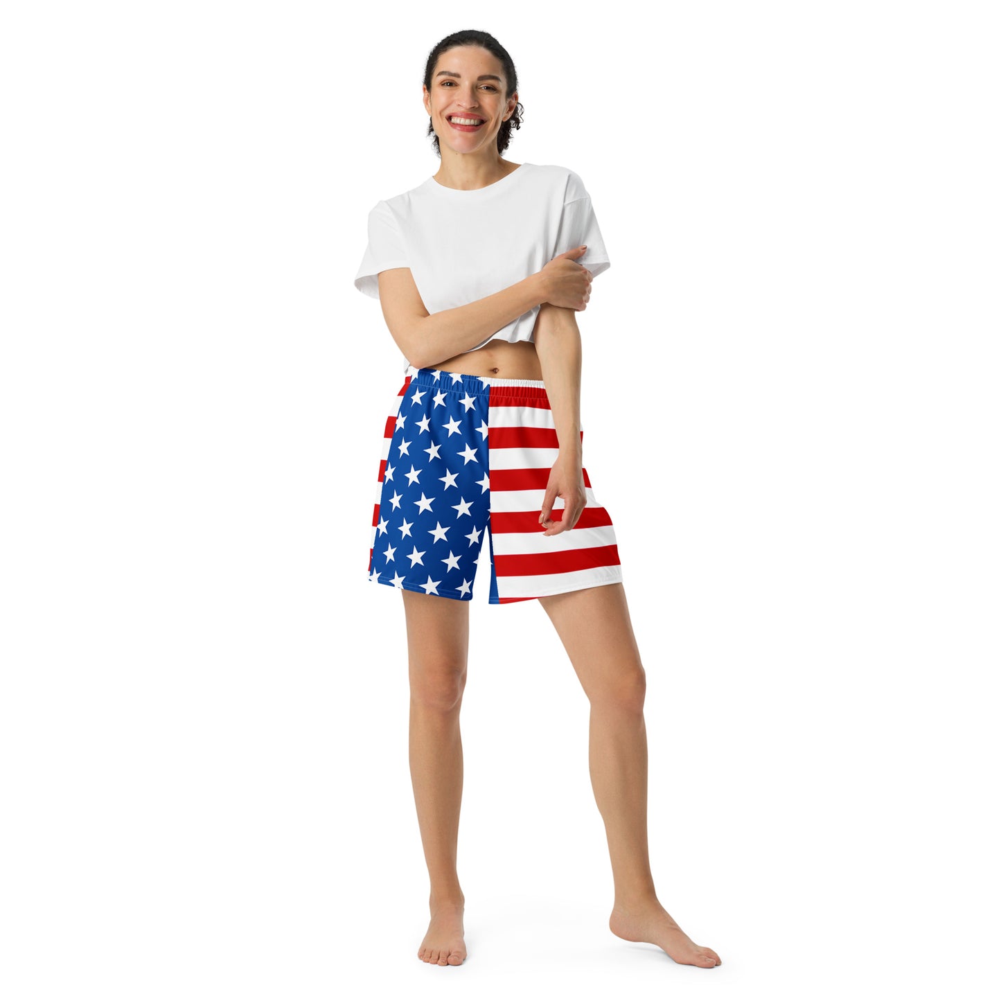 Snooty Fox Art Unisex Athletic Long Shorts - Stars and Stripes