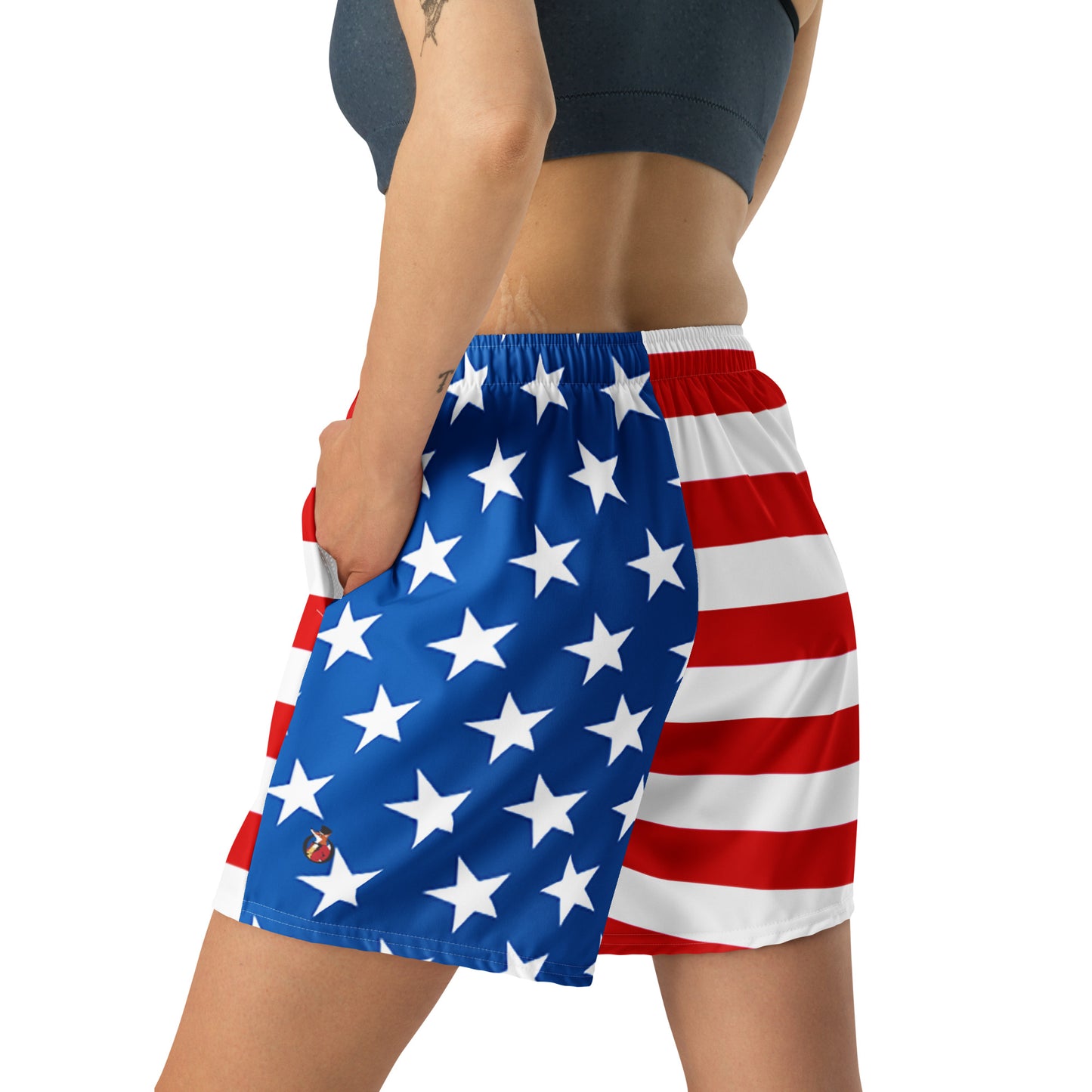 Snooty Fox Art Unisex Athletic Long Shorts - Stars and Stripes