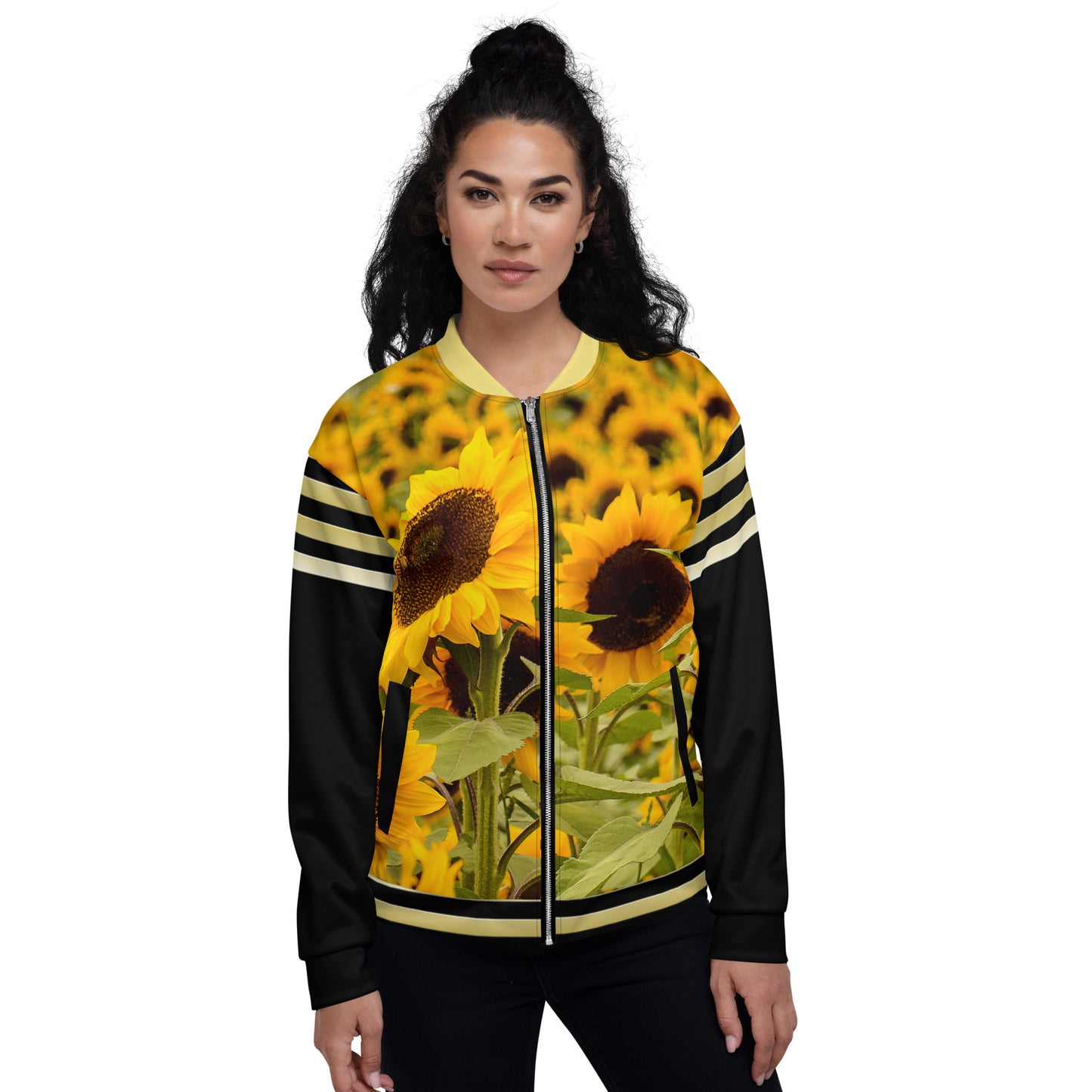 Snooty Fox Art Unisex Bomber Jacket - Sunflowers