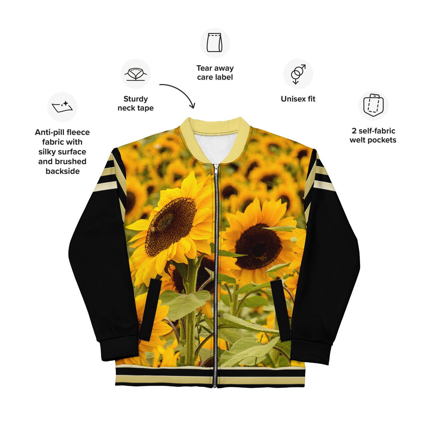 Snooty Fox Art Unisex Bomber Jacket - Sunflowers