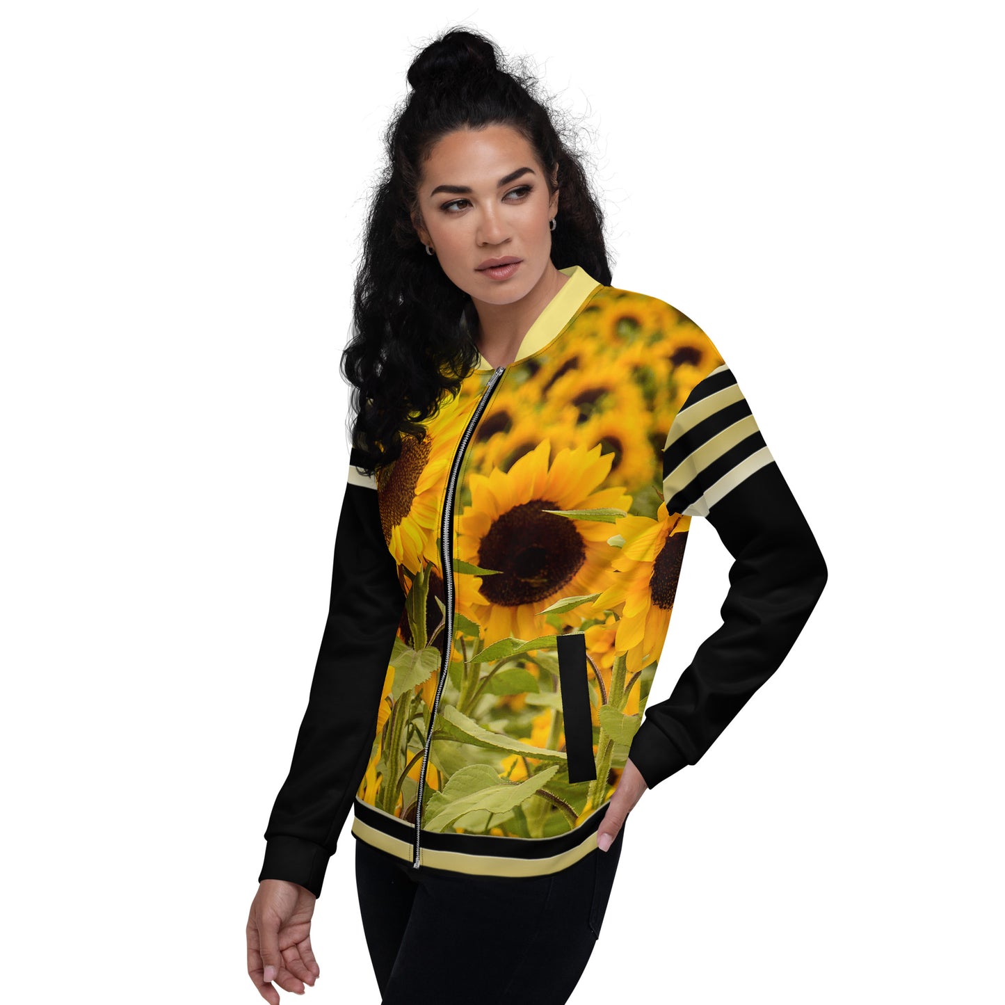 Snooty Fox Art Unisex Bomber Jacket - Sunflowers