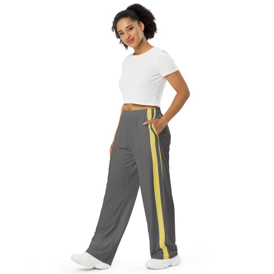 Snooty Fox Art Unisex Wide-Leg Pants - Gold Stripes