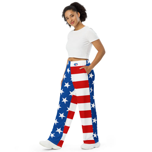 Snooty Fox Art Unisex Wide-Leg Pants - I Voted Red, White & Blue