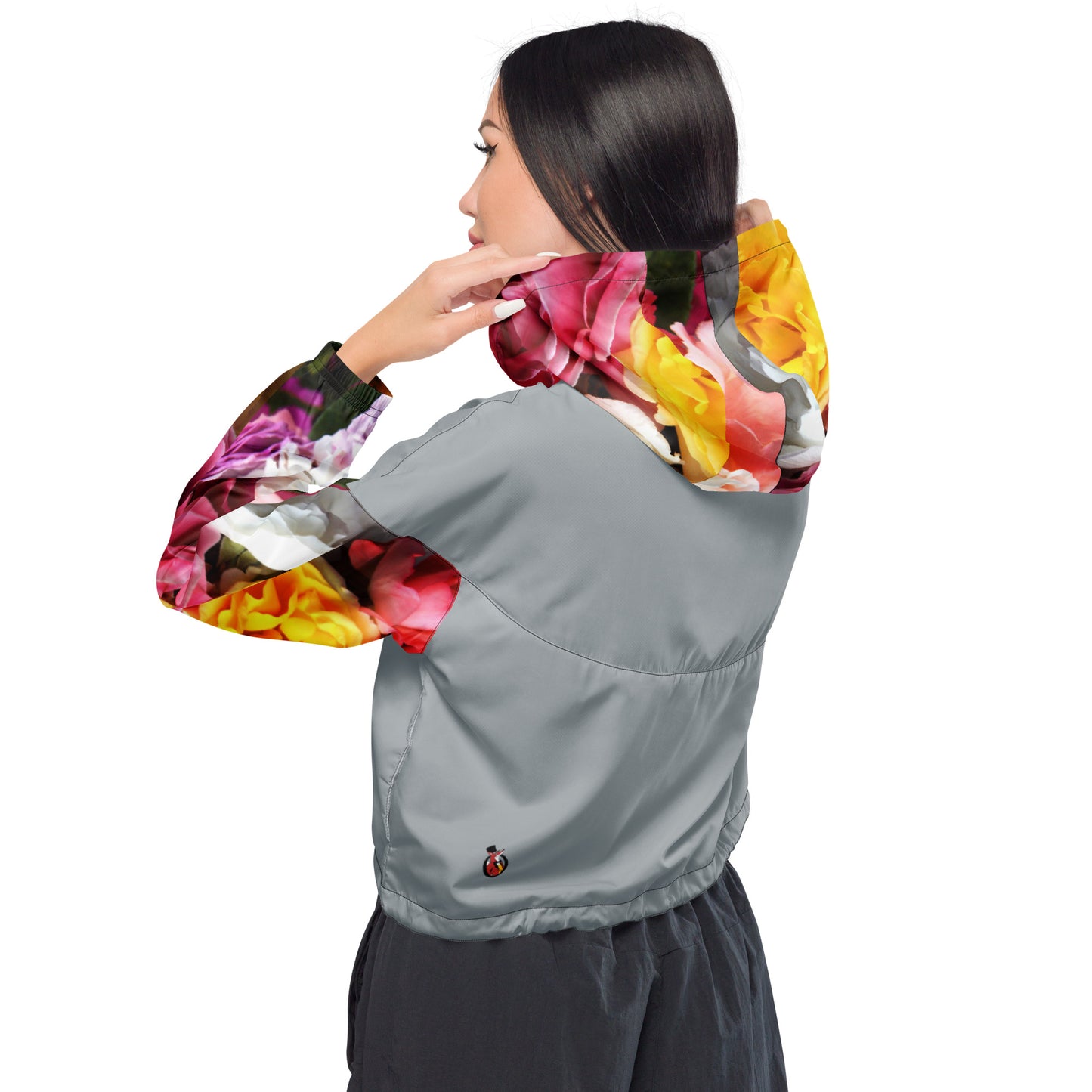 Snooty Fox Art Women’s Cropped Windbreaker - Roses