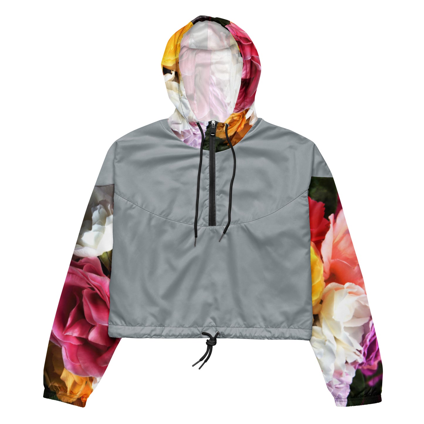 Snooty Fox Art Women’s Cropped Windbreaker - Roses