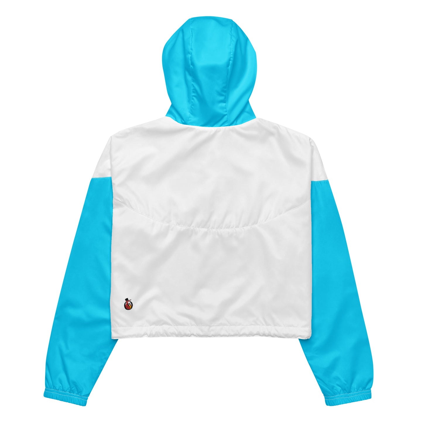 Snooty Fox Art Women’s Cropped Windbreaker - Teal and White