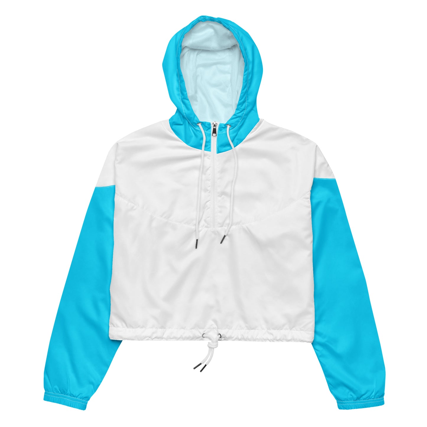 Snooty Fox Art Women’s Cropped Windbreaker - Teal and White