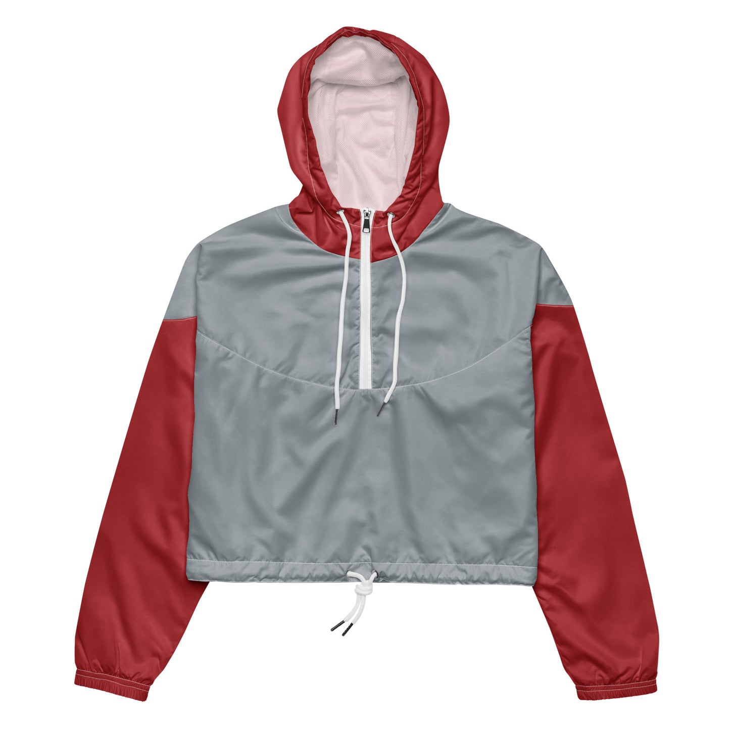 Snooty Fox Art Women’s Cropped Windbreaker - Red/Gray