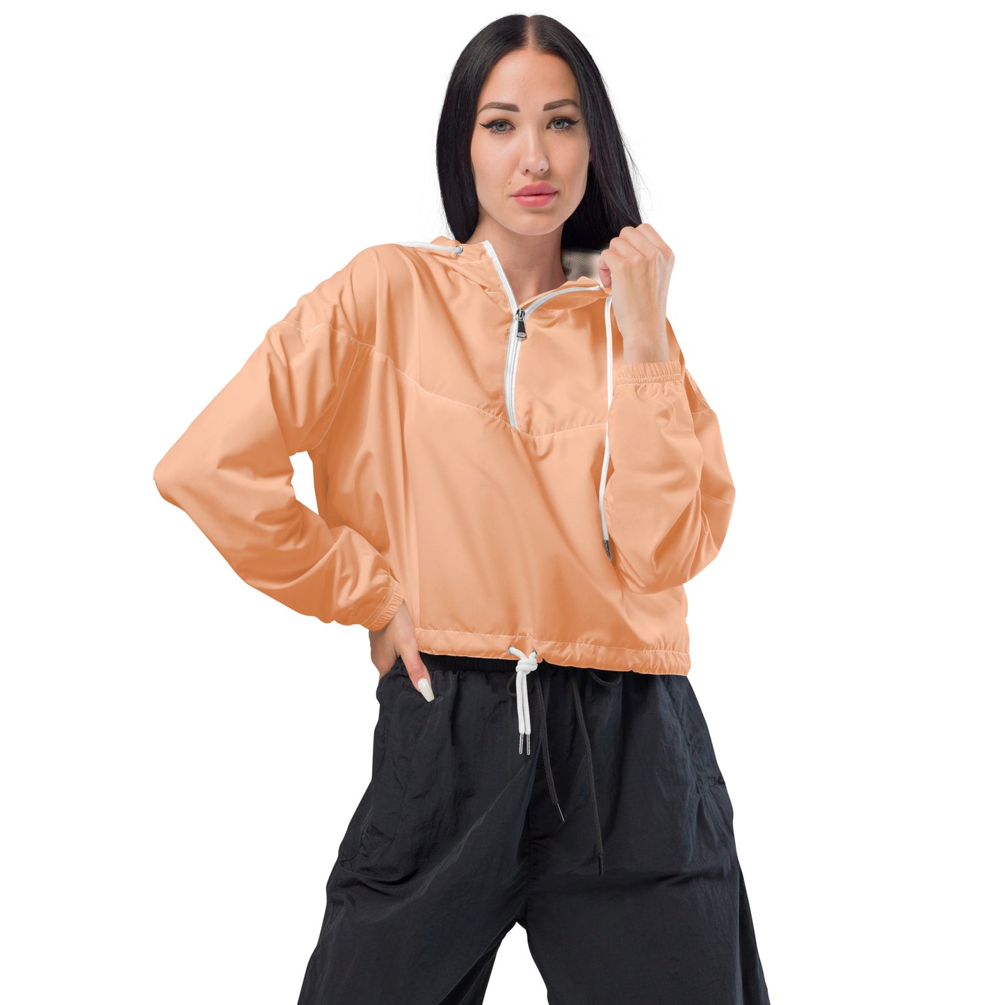 Snooty Fox Art Women’s Cropped Windbreaker - Peach