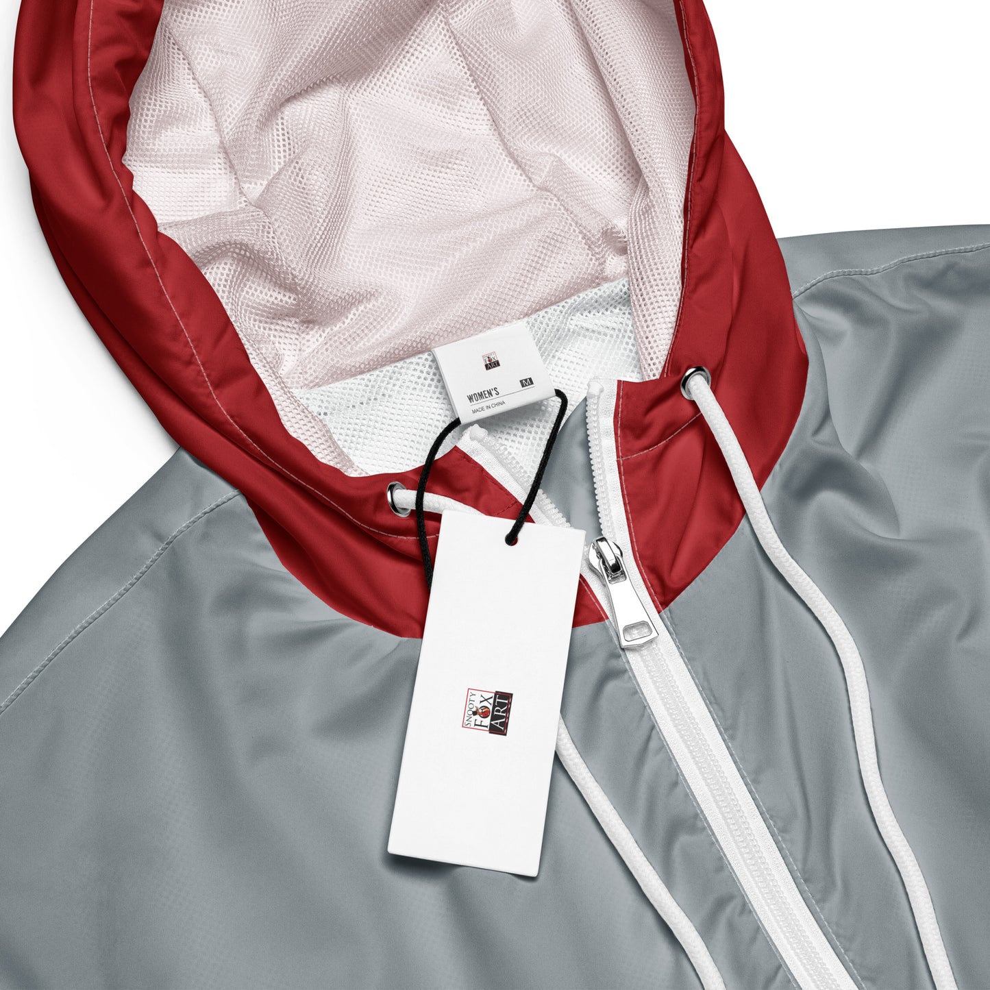 Snooty Fox Art Women’s Cropped Windbreaker - Red/Gray