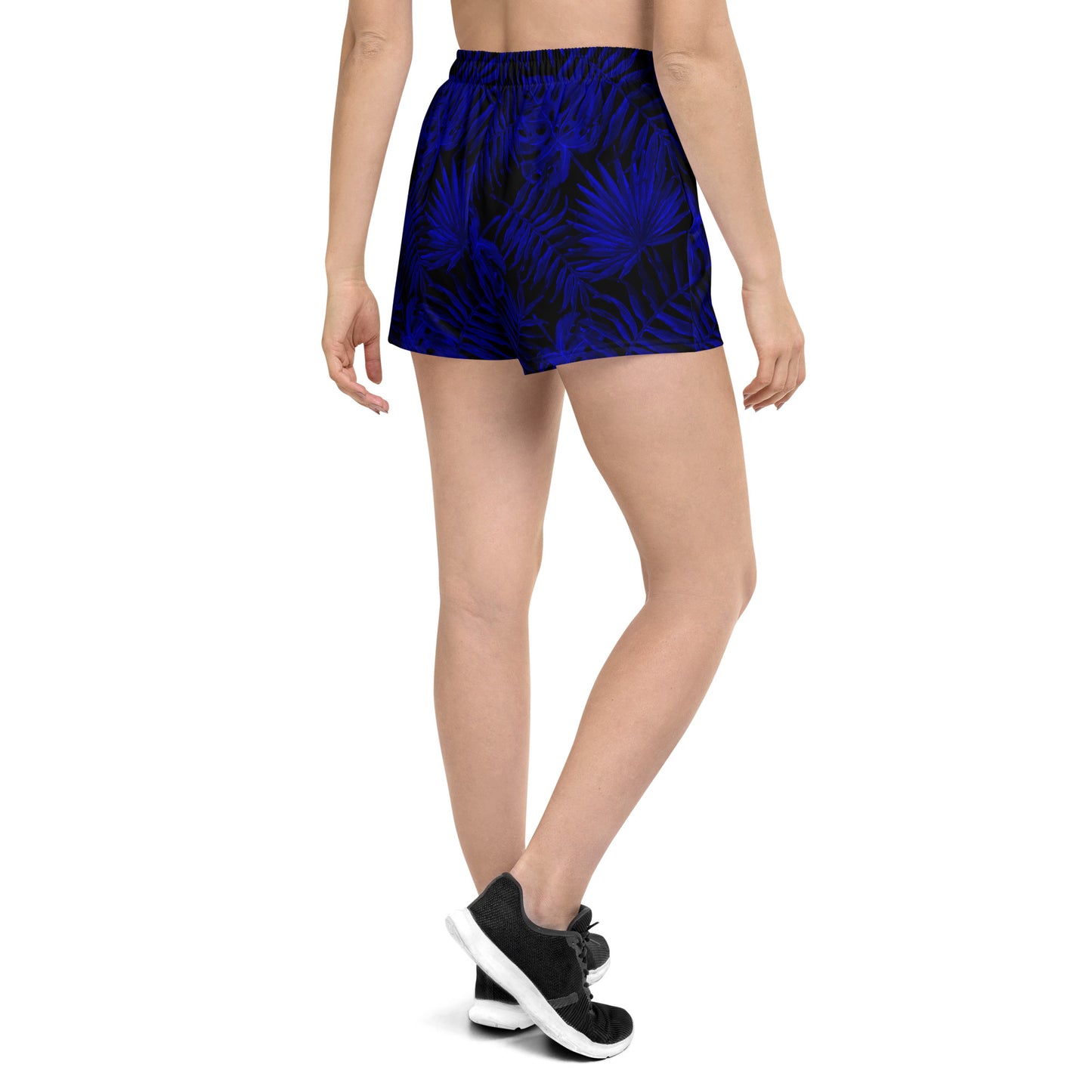Snooty Fox Art Women’s Athletic Shorts - Twilight Blue Palm Pattern